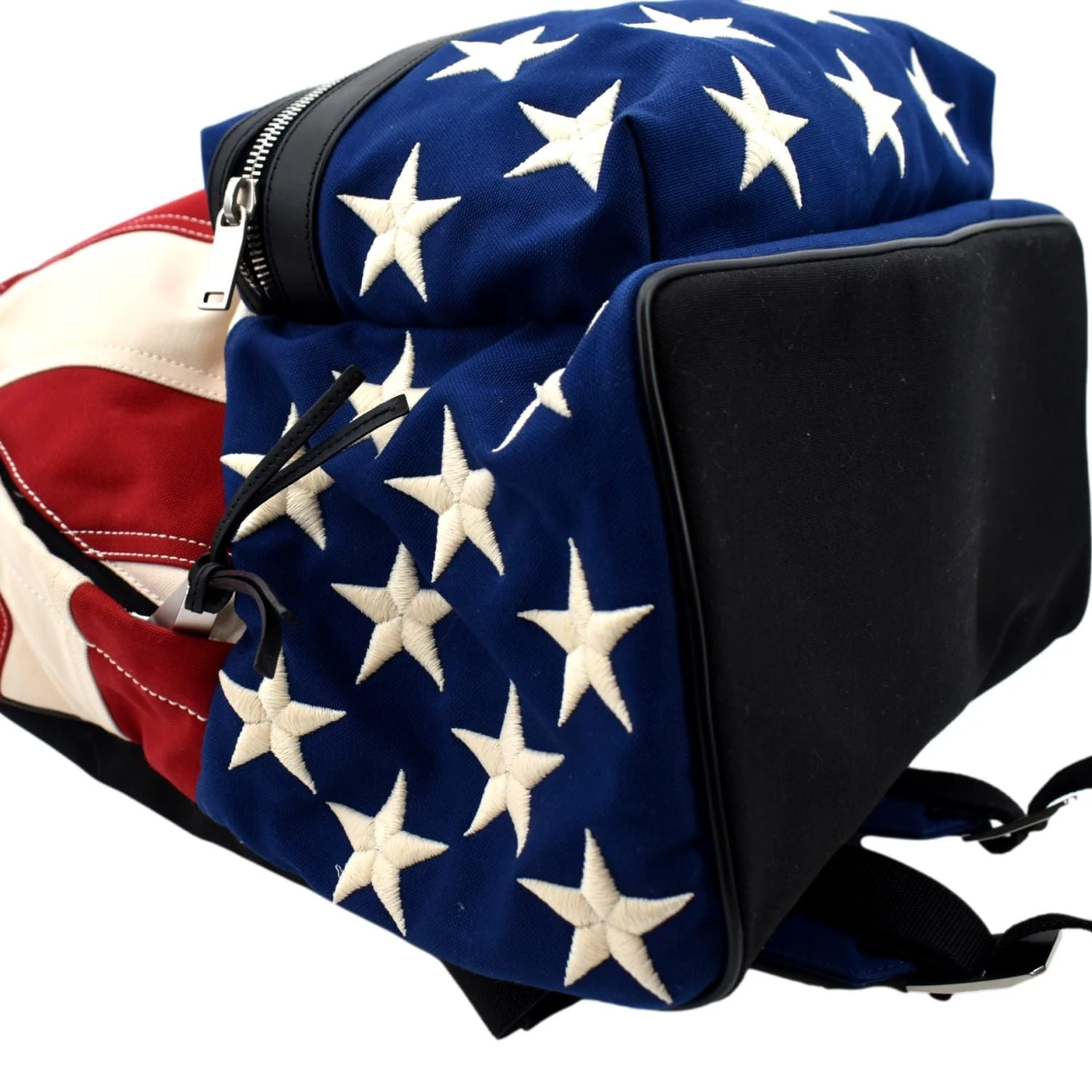 YVES SAINT LAURENT American Flag Canvas Backpack Bag Red - Image 7