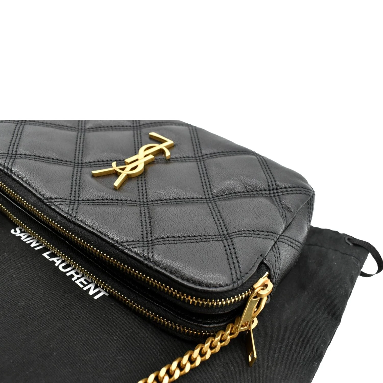 YVES SAINT LAURENT Becky Double Zip Lambskin Leather Crossbody Bag Black - Image 5