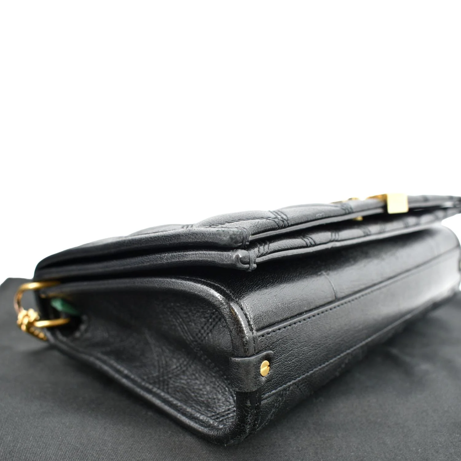 YVES SAINT LAURENT Becky Quilted Leather Shoulder Chain Bag Black - Image 8