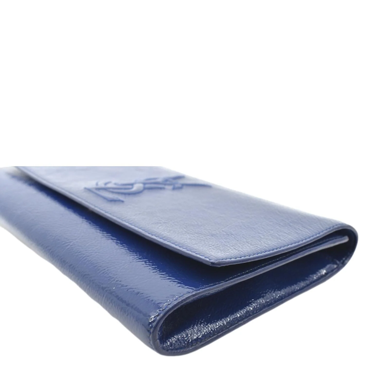 YVES SAINT LAURENT Belle de Jour Leather Clutch Bag Blue - Image 5