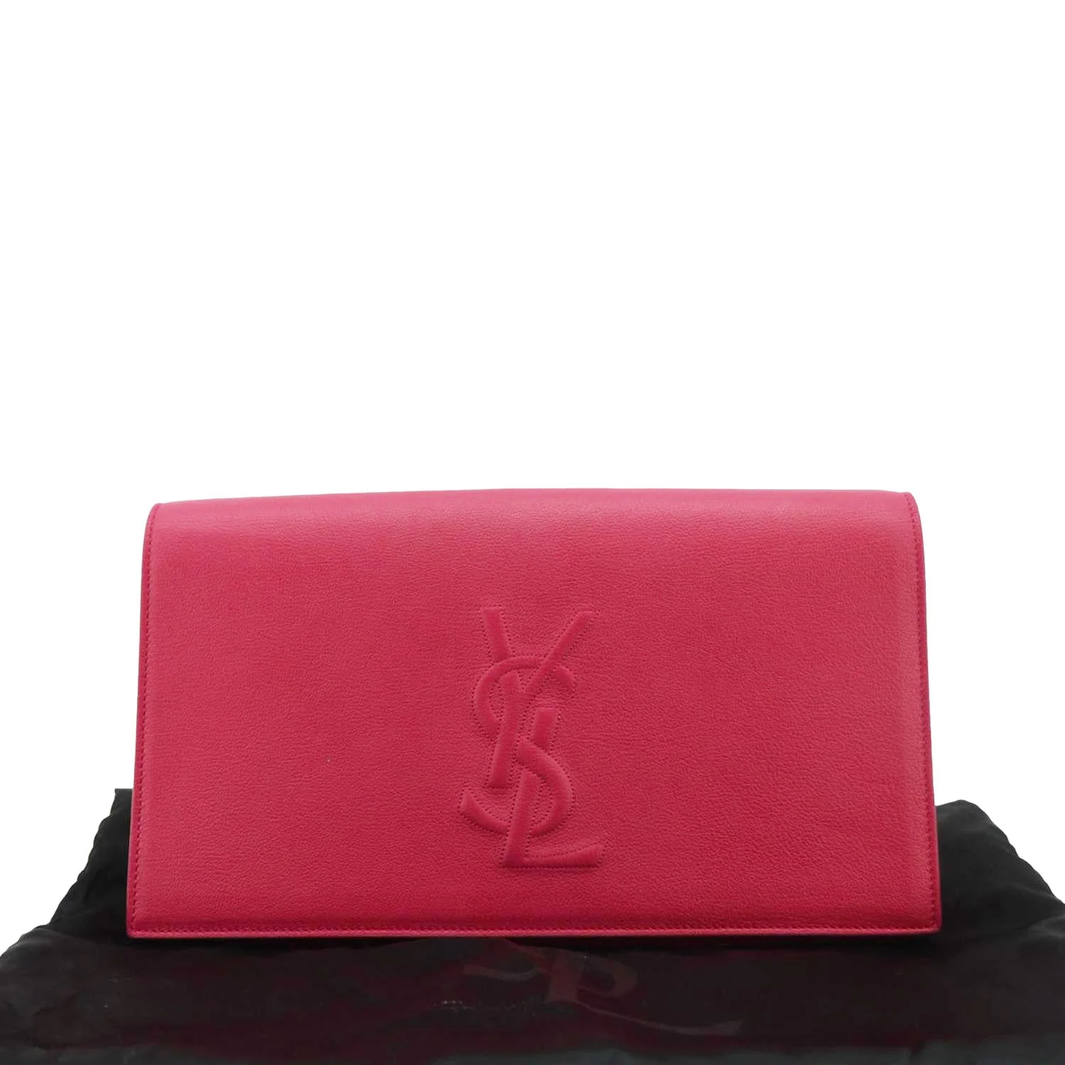 YVES SAINT LAURENT Belle de Jour Leather Clutch Bag Fuchsia - Image 3