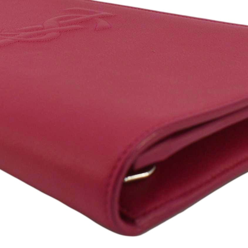 YVES SAINT LAURENT Belle de Jour Leather Clutch Bag Fuchsia - Image 7
