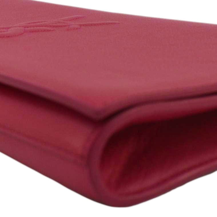 YVES SAINT LAURENT Belle de Jour Leather Clutch Bag Fuchsia - Image 8