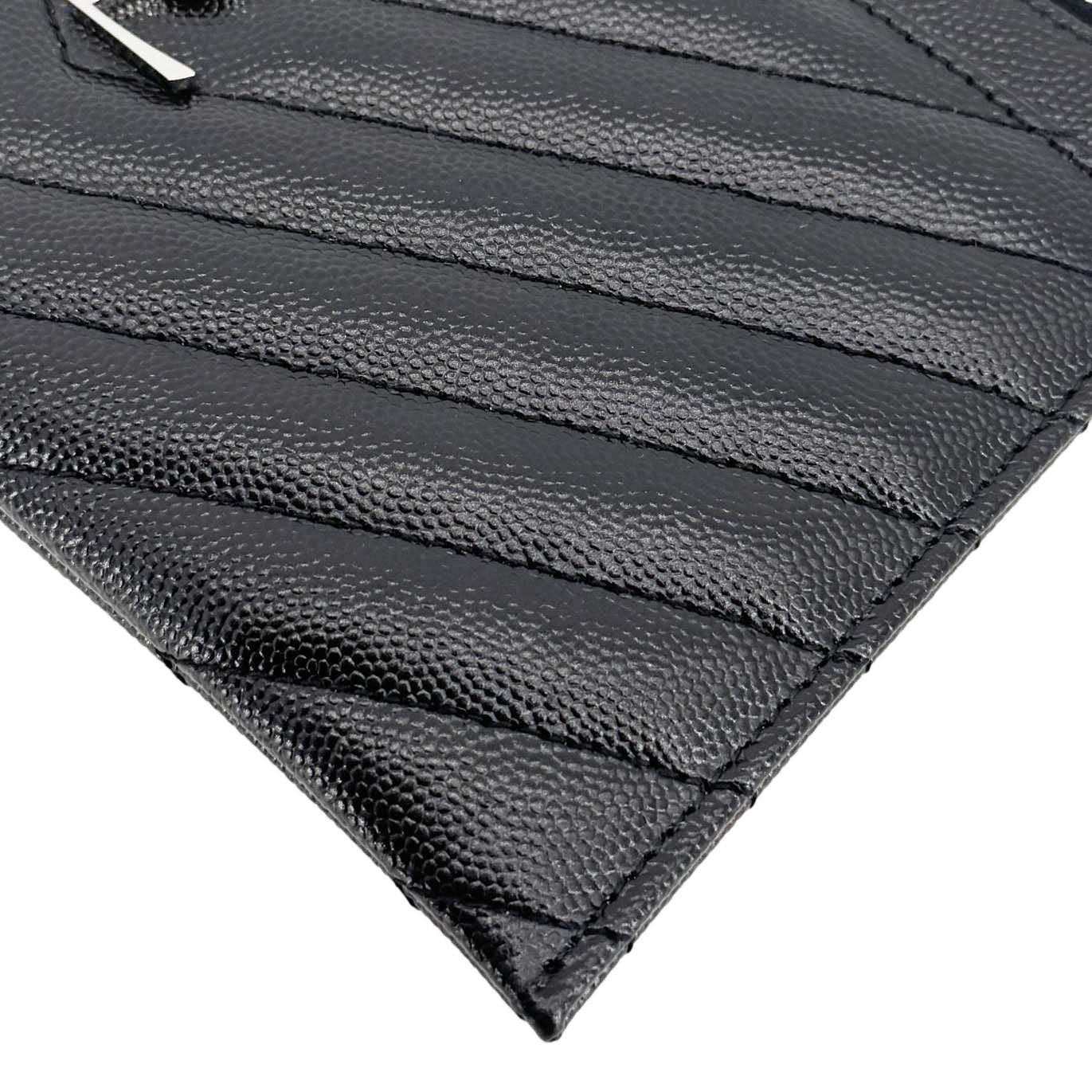 YVES SAINT LAURENT Monogram Bill Grain De Poudre Chevron Leather Zip Pouch Black - Image 8