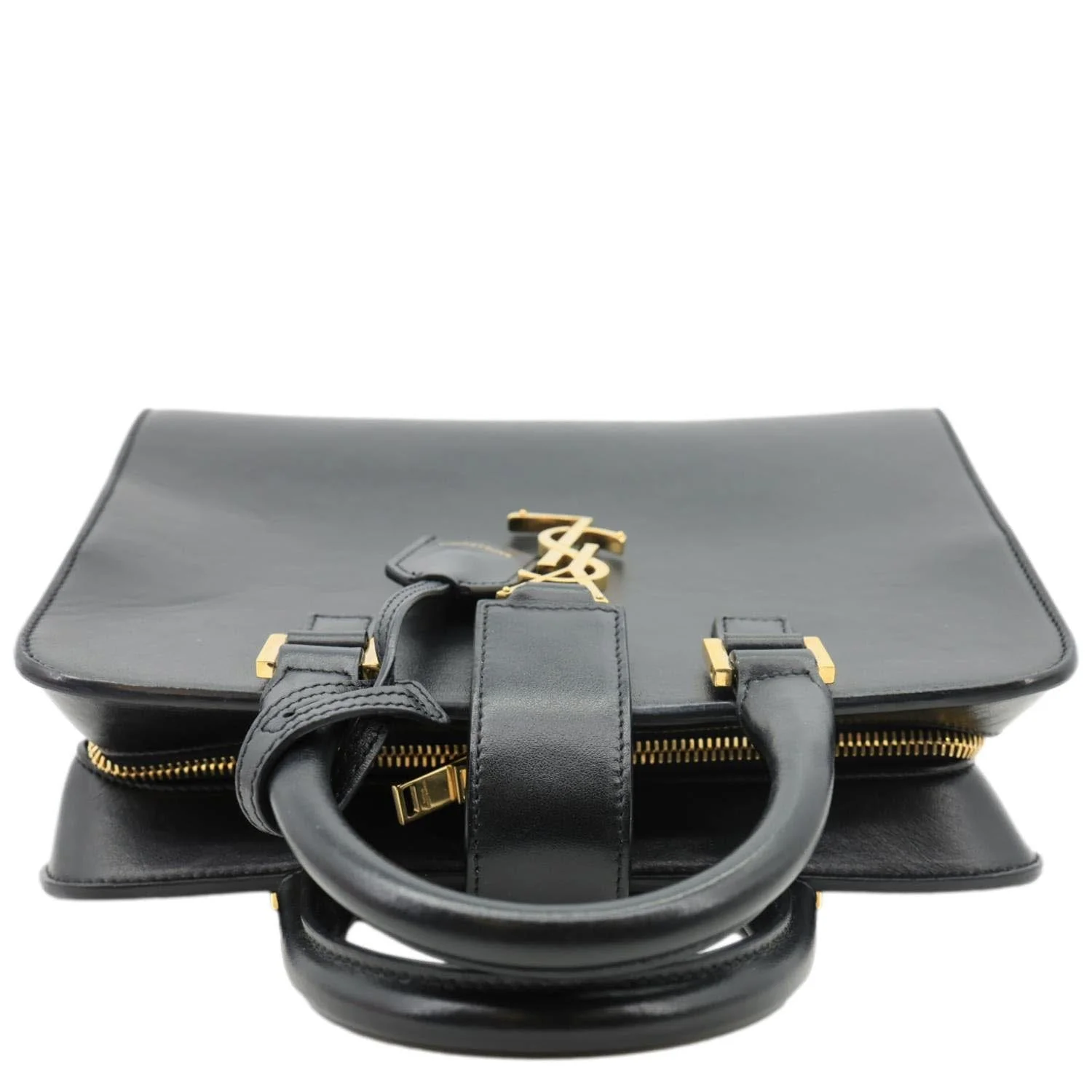 YVES SAINT LAURENT Cabas Baby Calfskin Leather Tote Shoulder Bag Black - Image 4