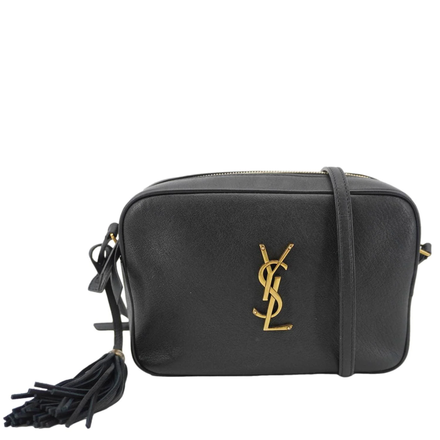 YVES SAINT LAURENT Lou Grained Leather Camera Crossbody Bag Black - Image 4