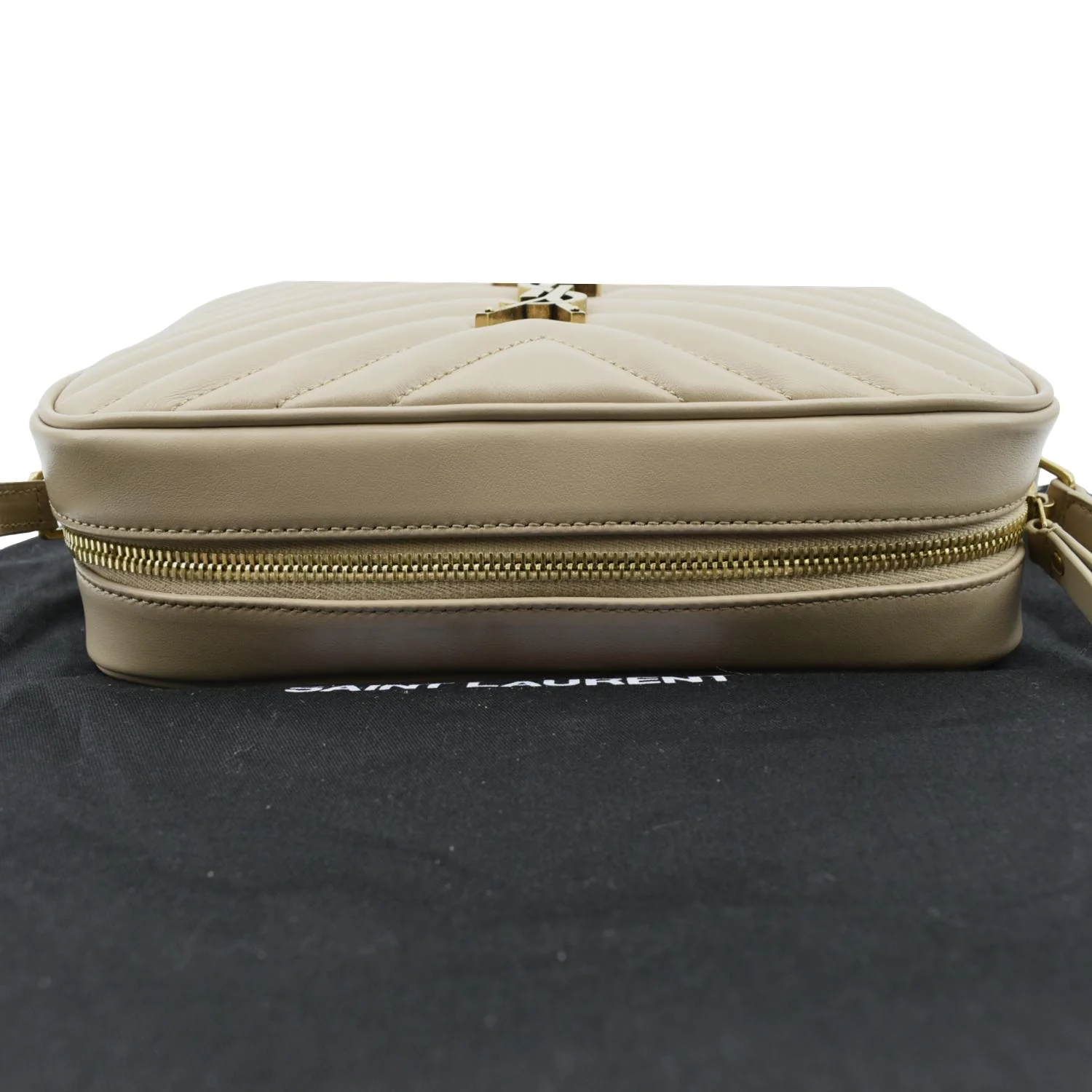 YVES SAINT LAURENT Lou Camera Chevron Leather Crossbody Bag Creme - Image 5