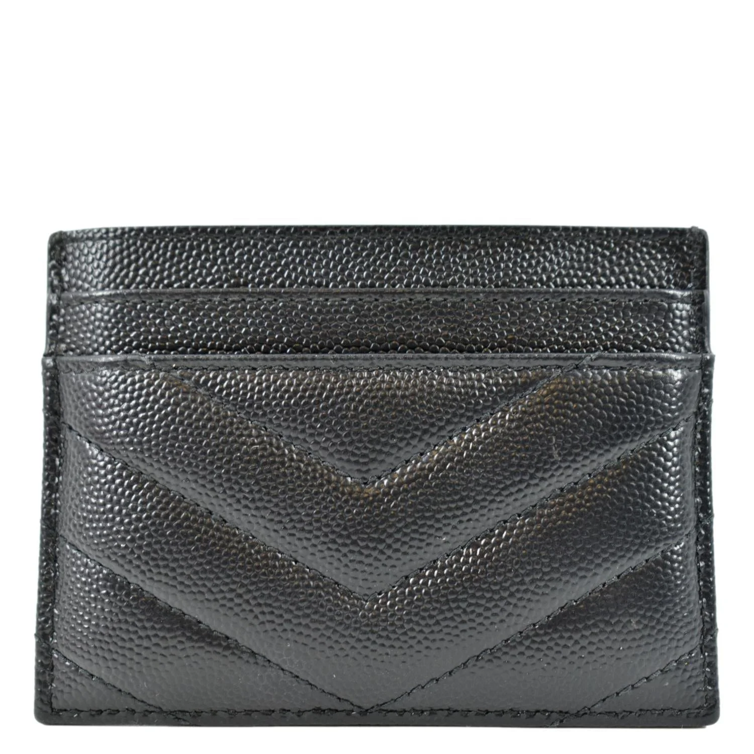 YVES SAINT LAURENT Monogram Grain Leather Card Case Black - Image 3