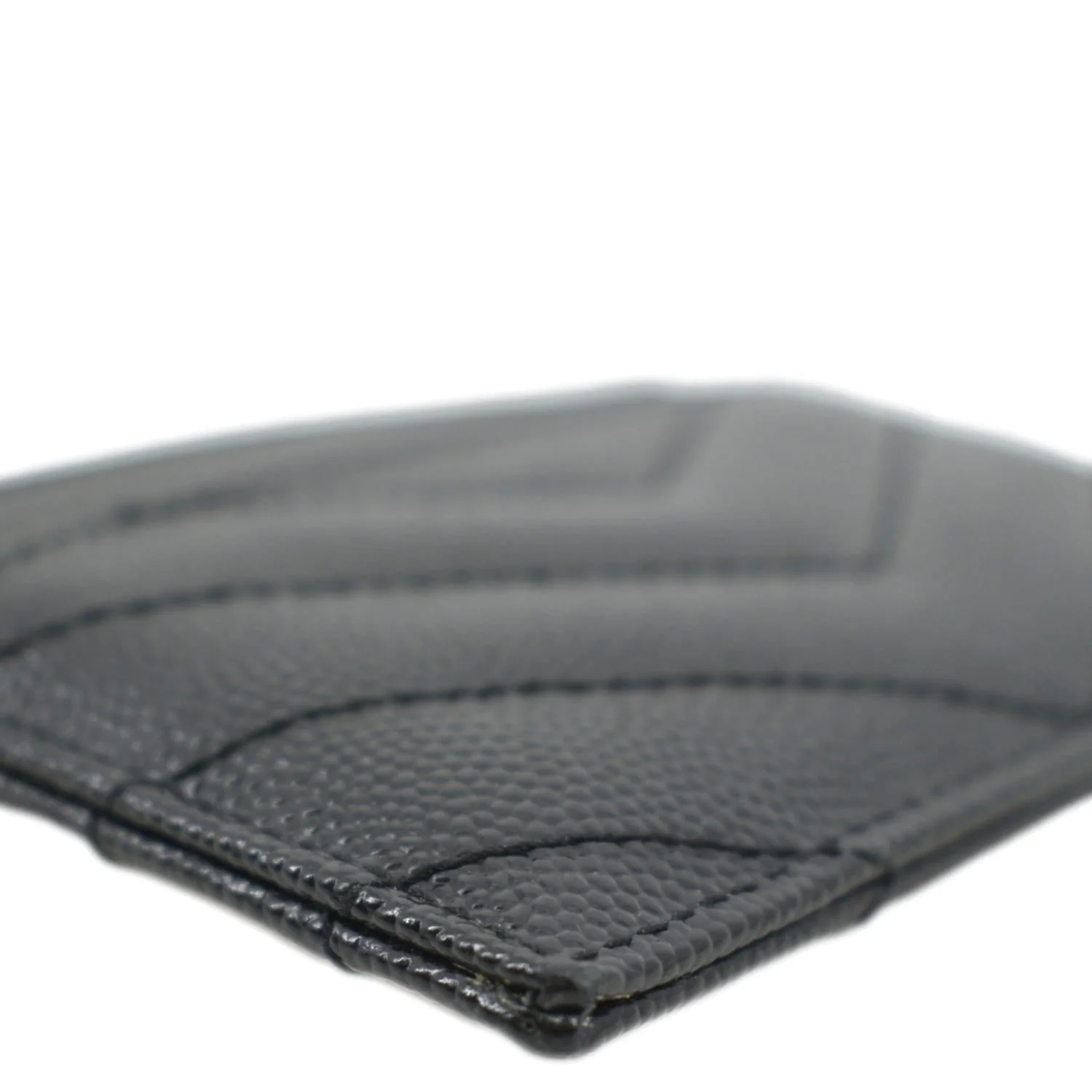 YVES SAINT LAURENT Cassandre Monogram Grain De Poudre Leather Card Holder Black - Image 11
