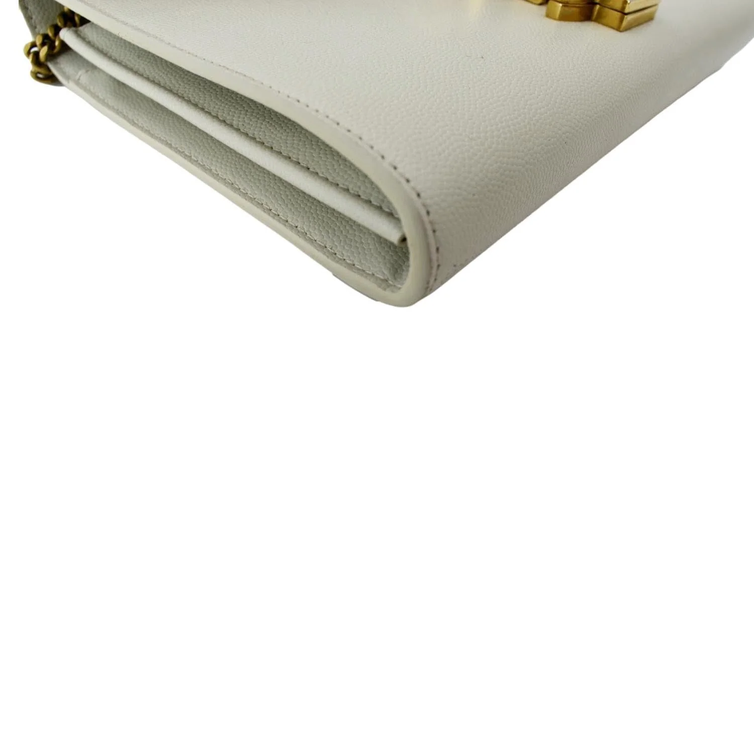 YVES SAINT LAURENT Cassandra Grain De Poudre Embossed Flap Crossbody Bag White - Image 7