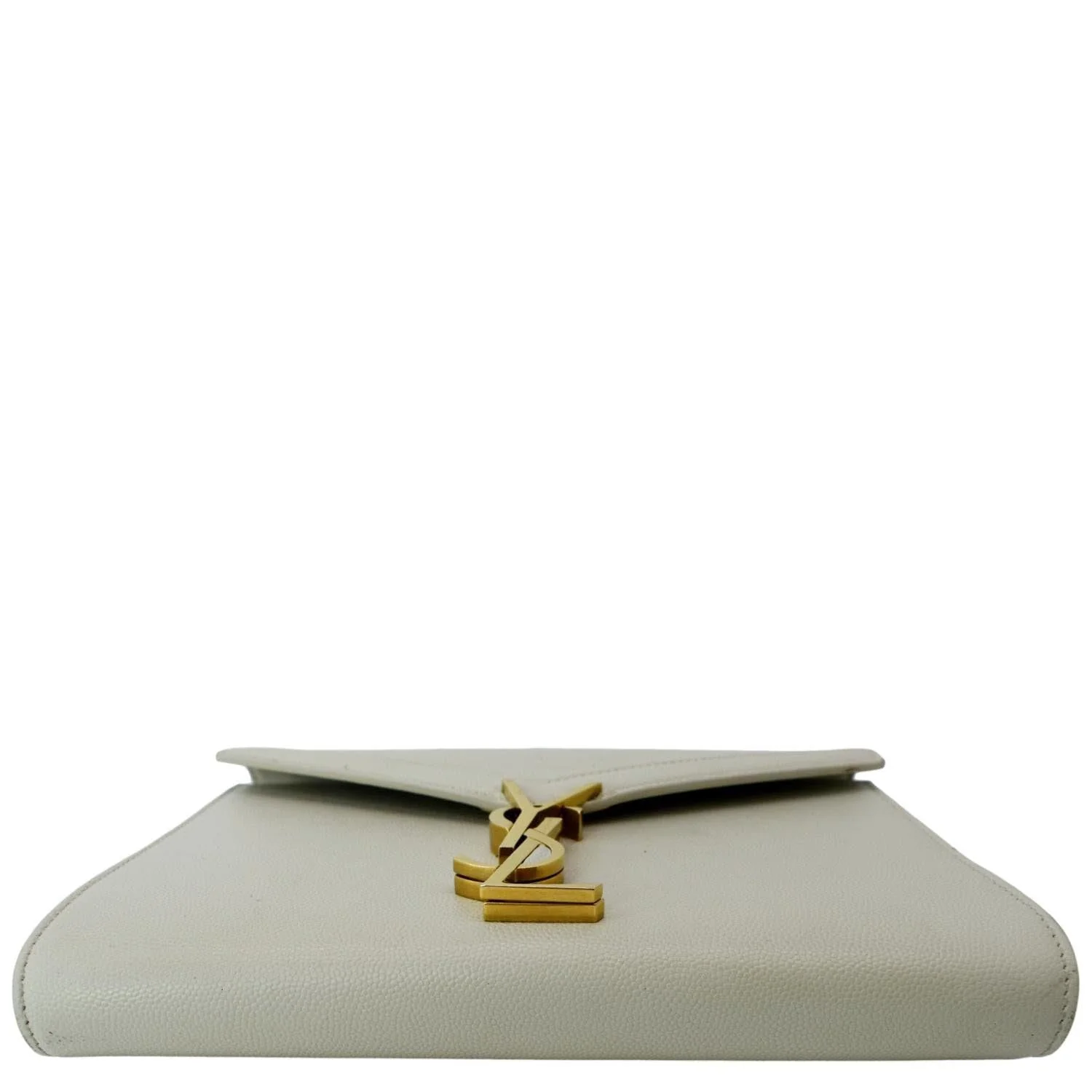 YVES SAINT LAURENT Cassandra Grain De Poudre Embossed Flap Crossbody Bag White - Image 9