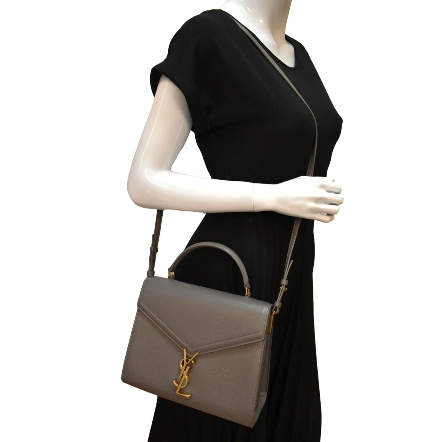 YVES SAINT LAURENT Cassandra Medium Calfskin Leather Shoulder Bag Fog - Image 2