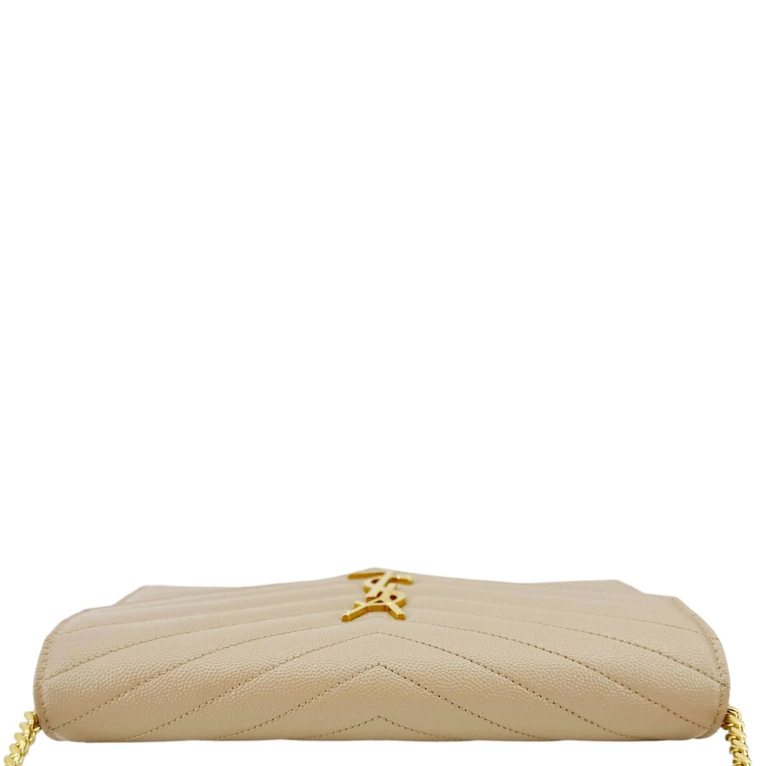 YVES SAINT LAURENT Cassandre Leather Wallet On Chain Crossbody Bag Nude Powder - Image 4