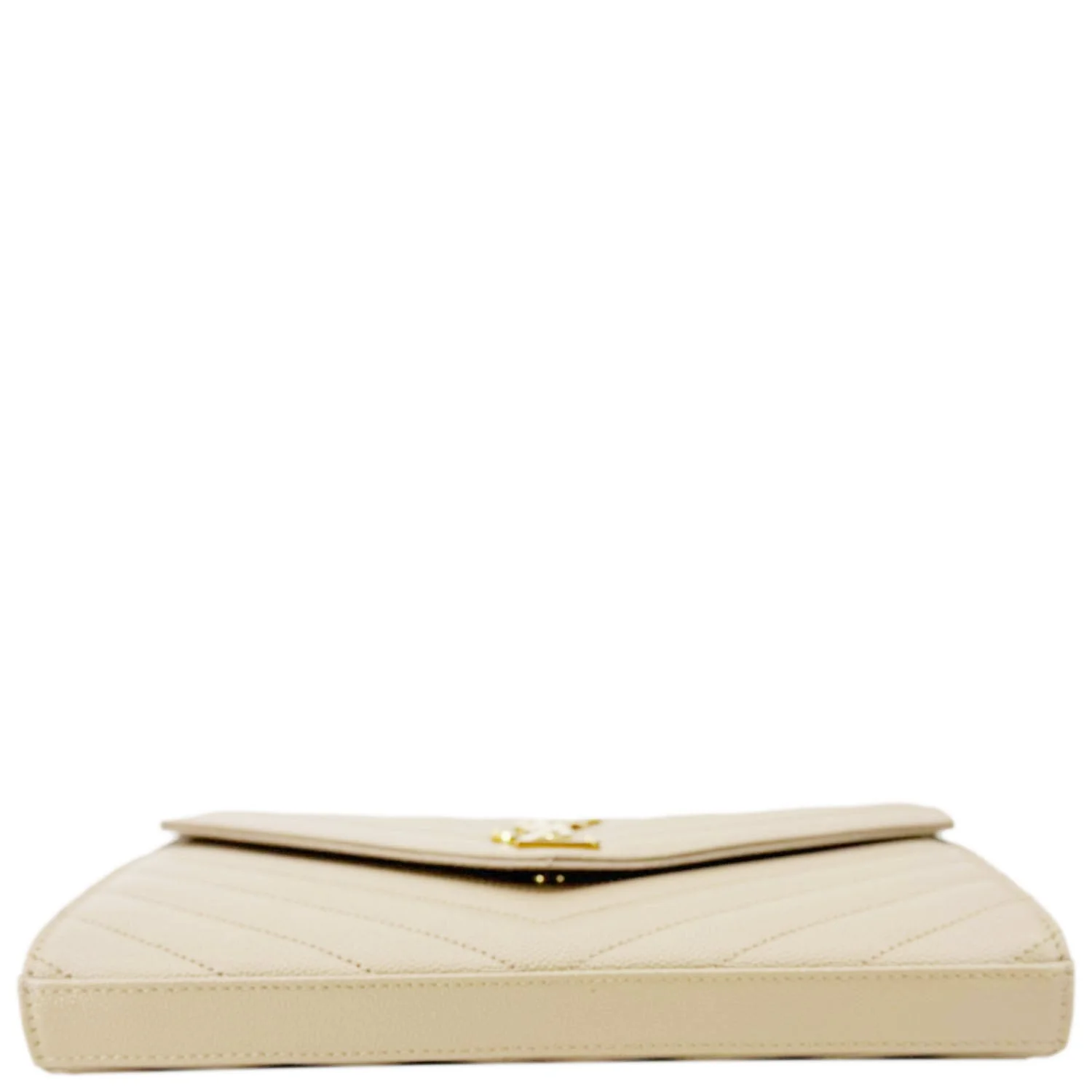 YVES SAINT LAURENT Cassandre Leather Wallet On Chain Crossbody Bag Nude Powder - Image 9