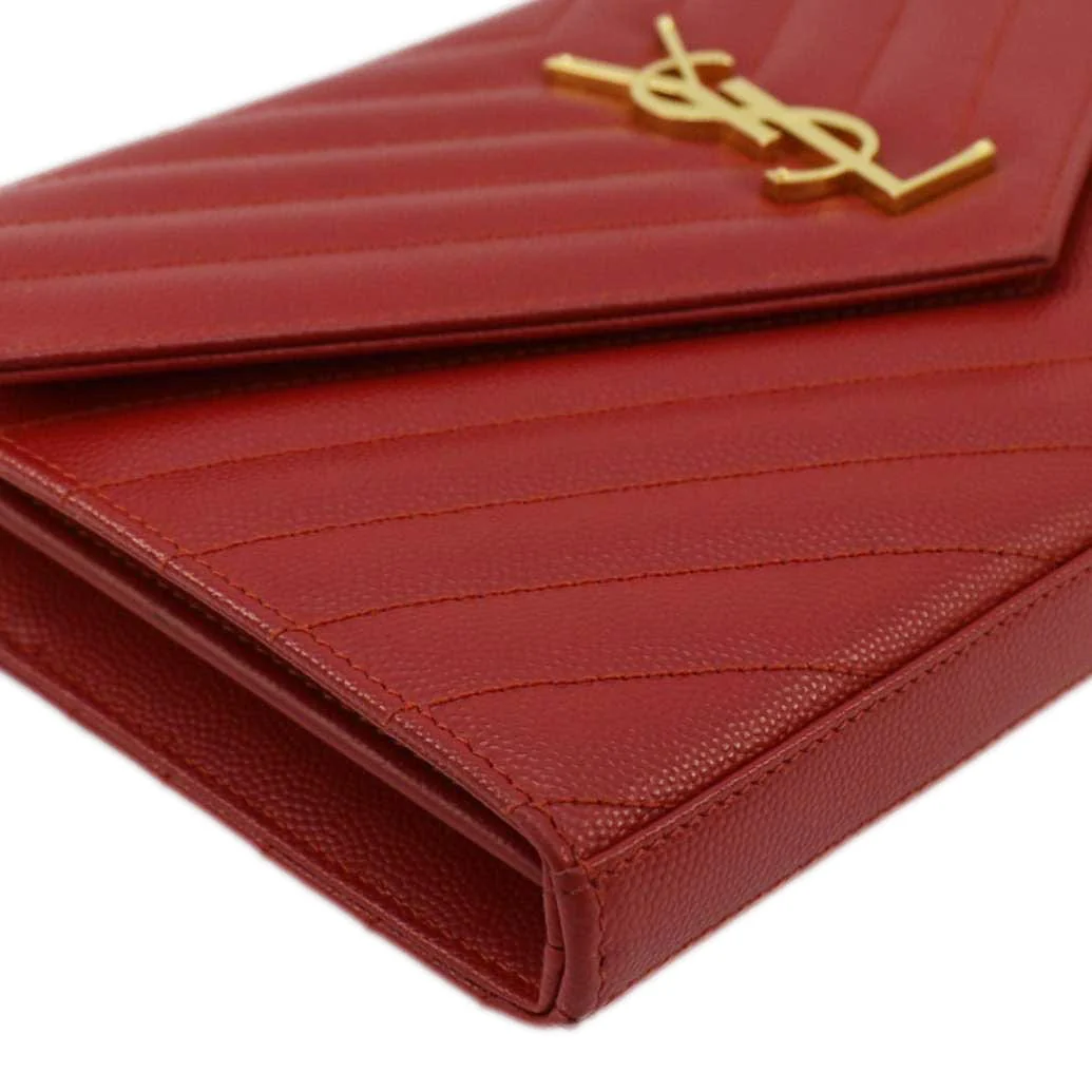 YVES SAINT LAURENT Cassandre Leather Chain Crossbody Bag Red - Image 7