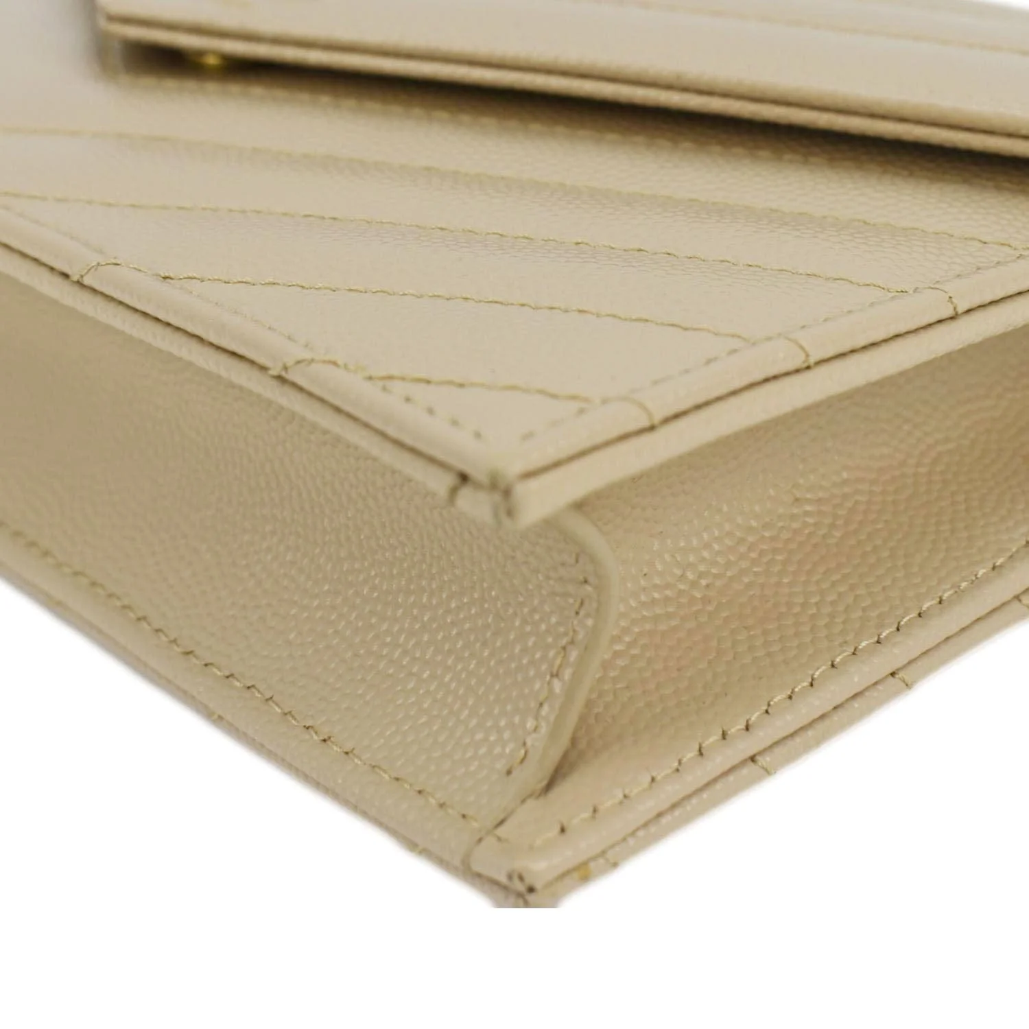 YVES SAINT LAURENT Cassandre Leather Chain Crossbody Bag Beige - Image 10
