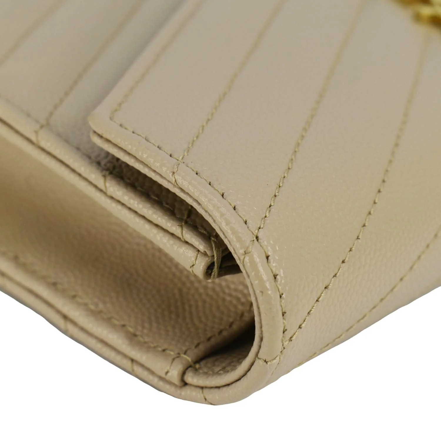 YVES SAINT LAURENT Cassandre Leather Chain Crossbody Bag Beige - Image 7