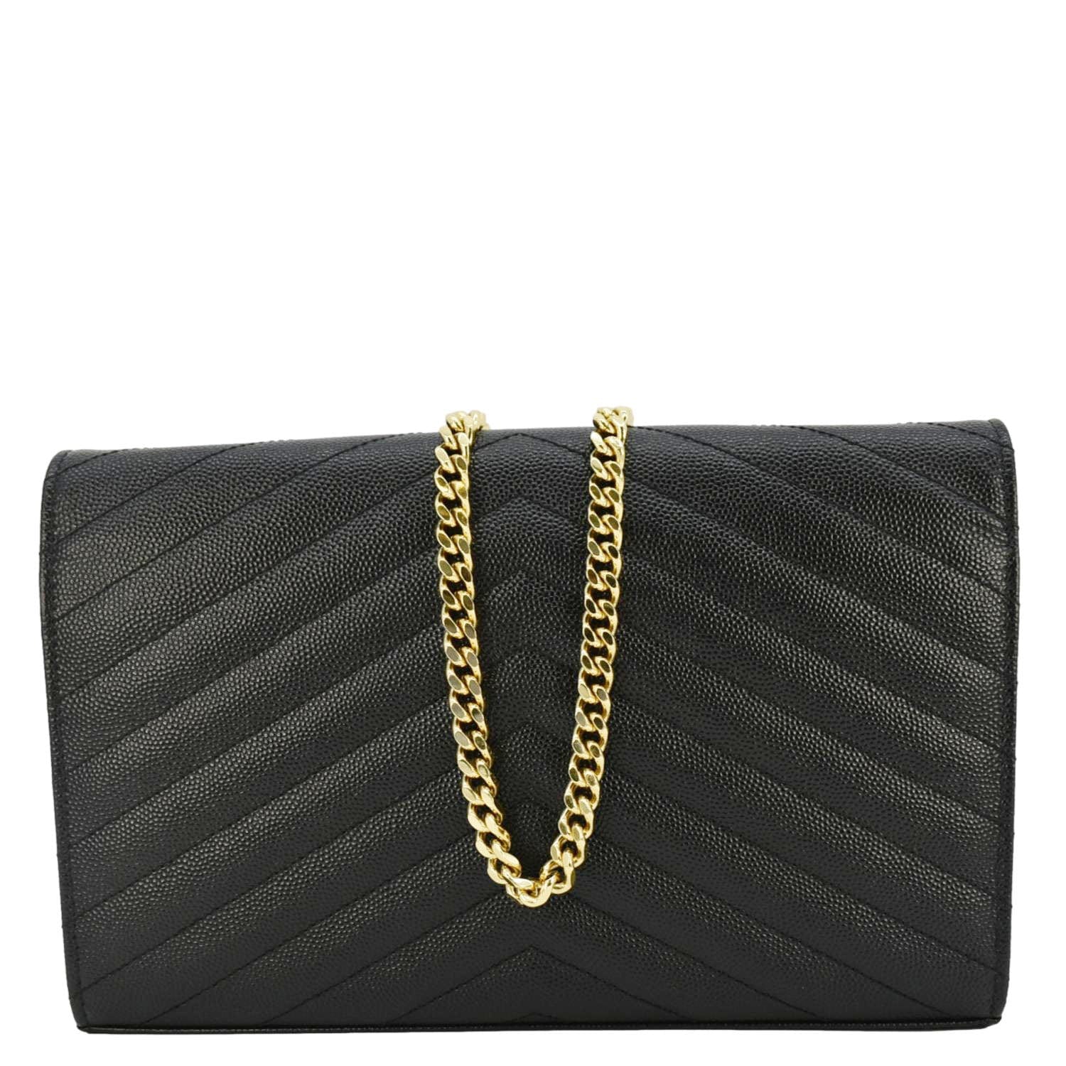 YVES SAINT LAURENT Cassandre Leather Wallet On Chain Crossbody Bag Black - Image 4