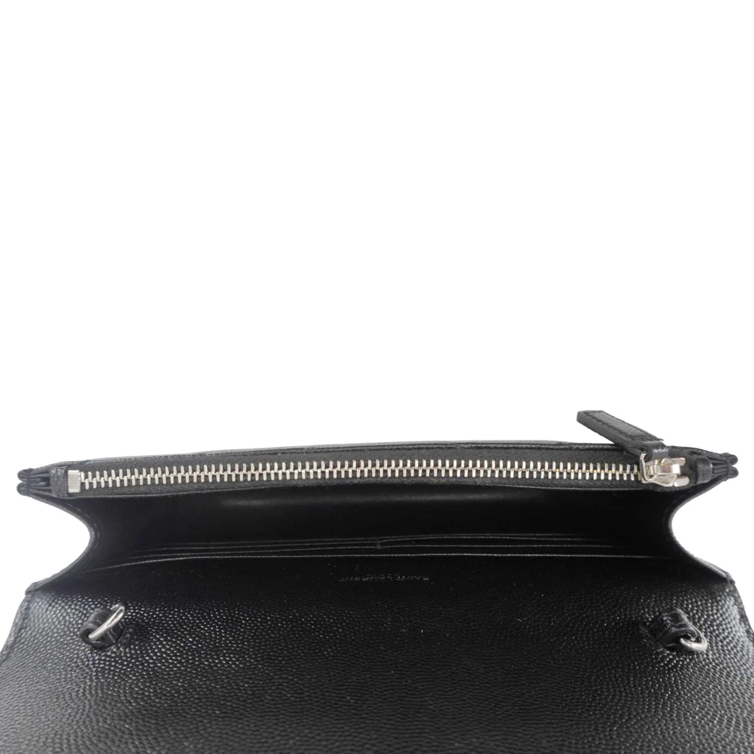 YVES SAINT LAURENT Cassandre Leather Wallet On Chain Crossbody Bag Black - Image 11