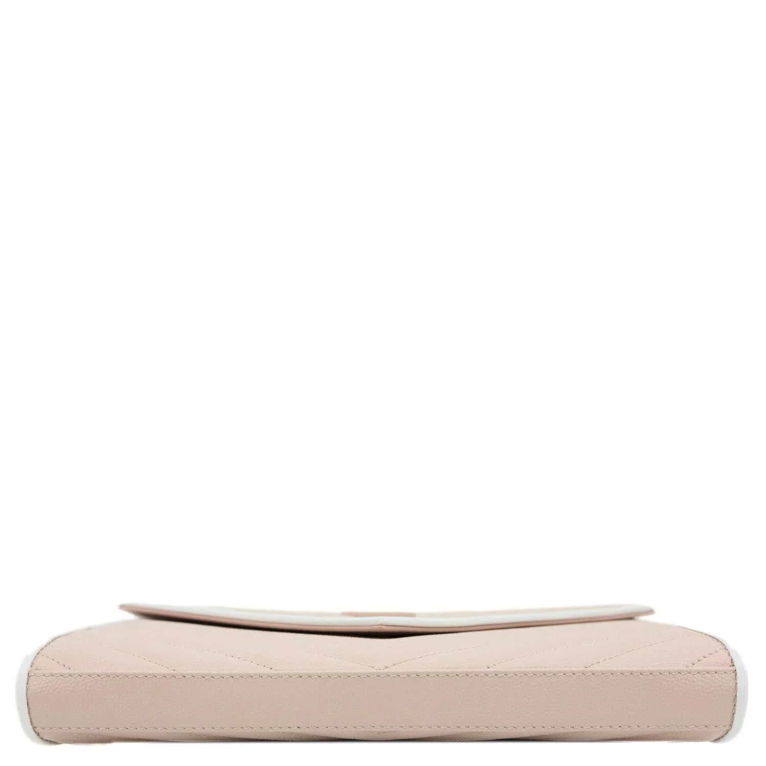 YVES SAINT LAURENT Envelope Flap Chevron Caviar Leather Chain Shoulder Bag Pink - Image 8