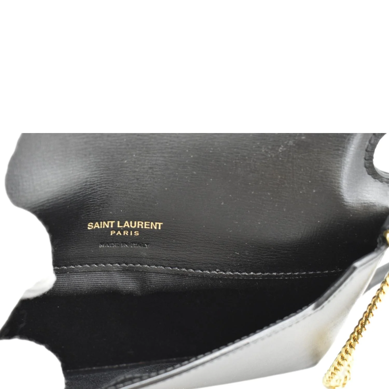 YVES SAINT LAURENT Phone Holder Monogram Smooth Leather Chain Crossbody Bag Black - Image 10