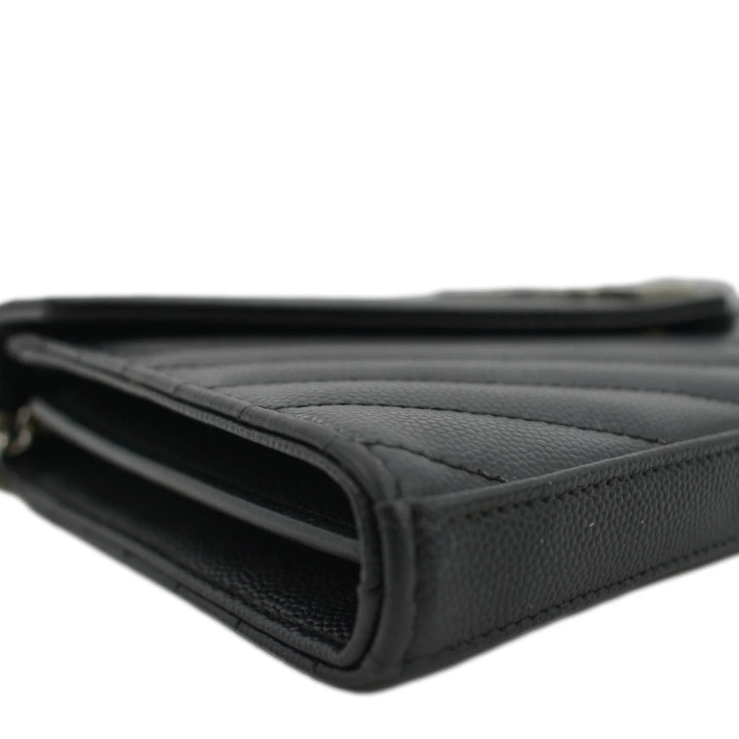 YVES SAINT LAURENT Cassandre Chain Wallet Leather Crossbody Bag Black - Image 9
