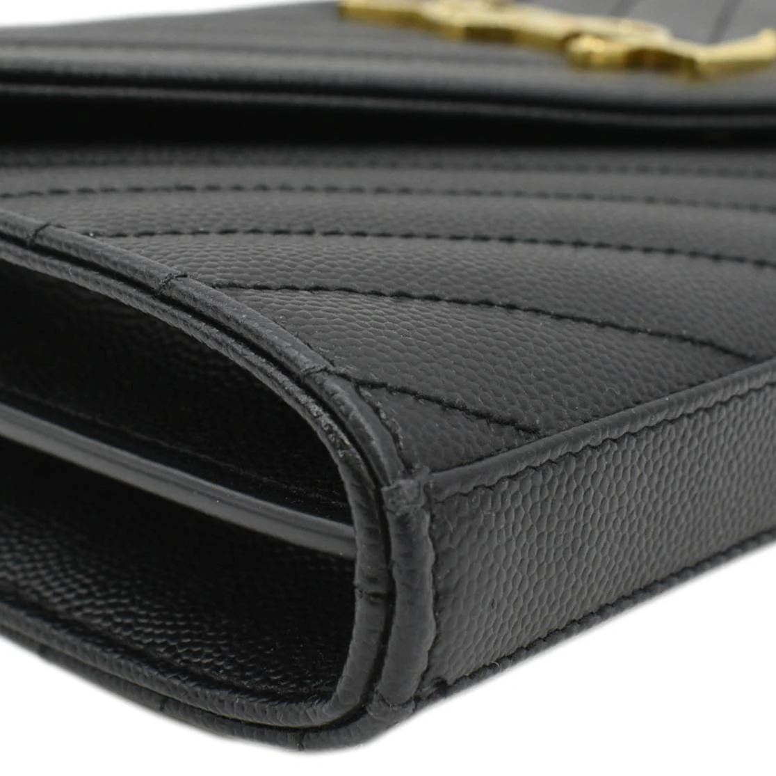 YVES SAINT LAURENT Cassandre Chain Wallet Leather Crossbody Bag Black - Image 9