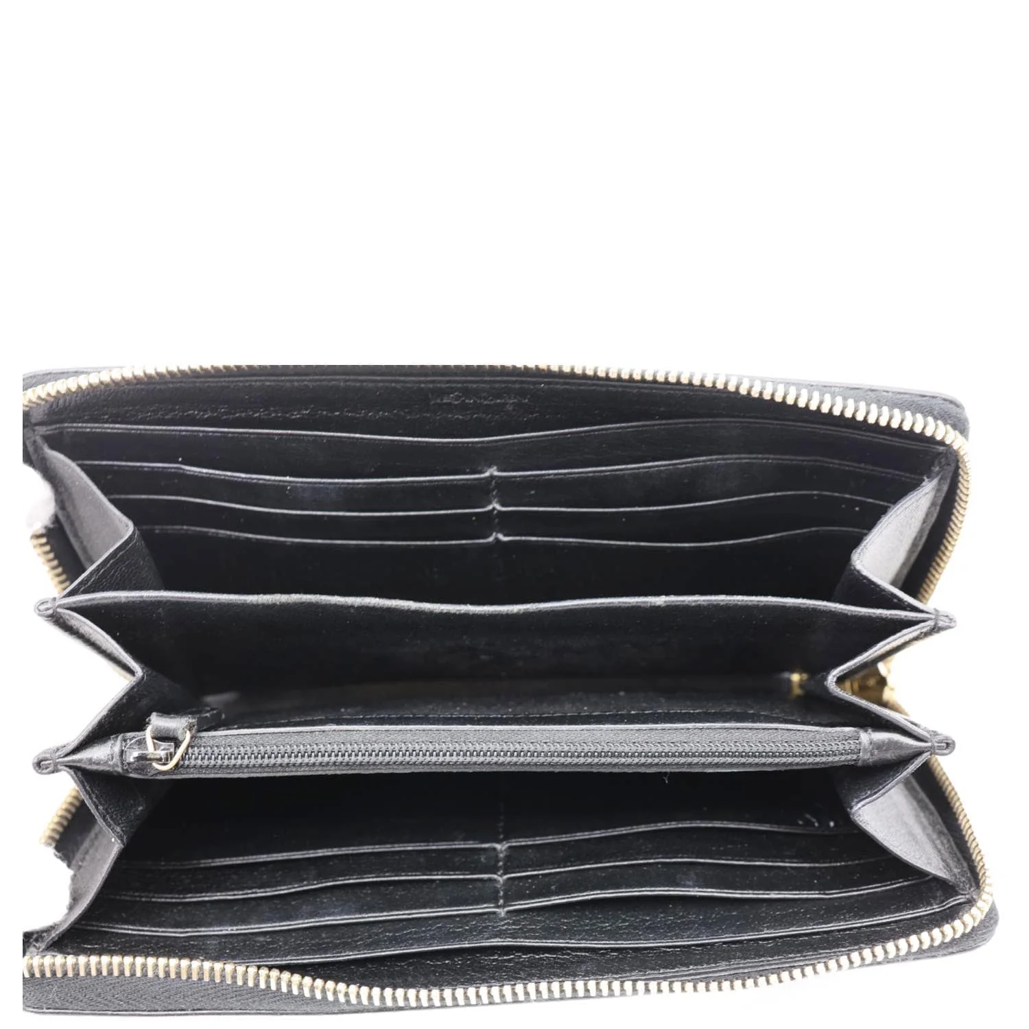 YVES SAINT LAURENT Belle De Jour Chevre Leather Zip Around Wallet Black - Image 11