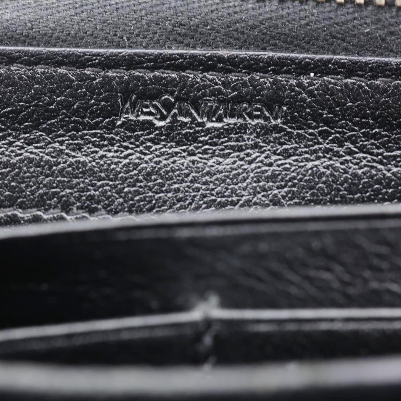 YVES SAINT LAURENT Belle De Jour Chevre Leather Zip Around Wallet Black - Image 14
