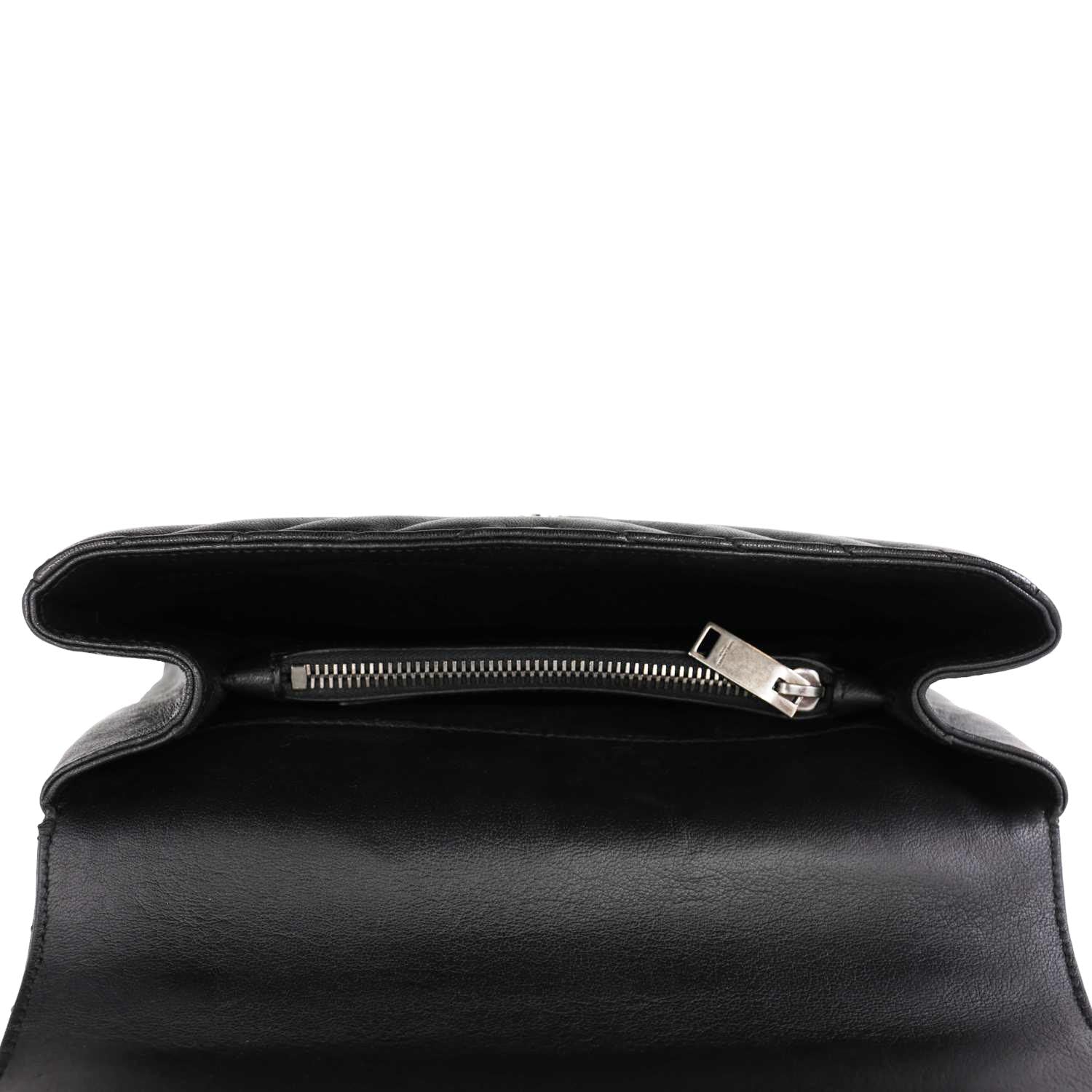 YVES SAINT LAURENT College Medium Monogram Chevron Leather Crossbody Bag Black - Image 12