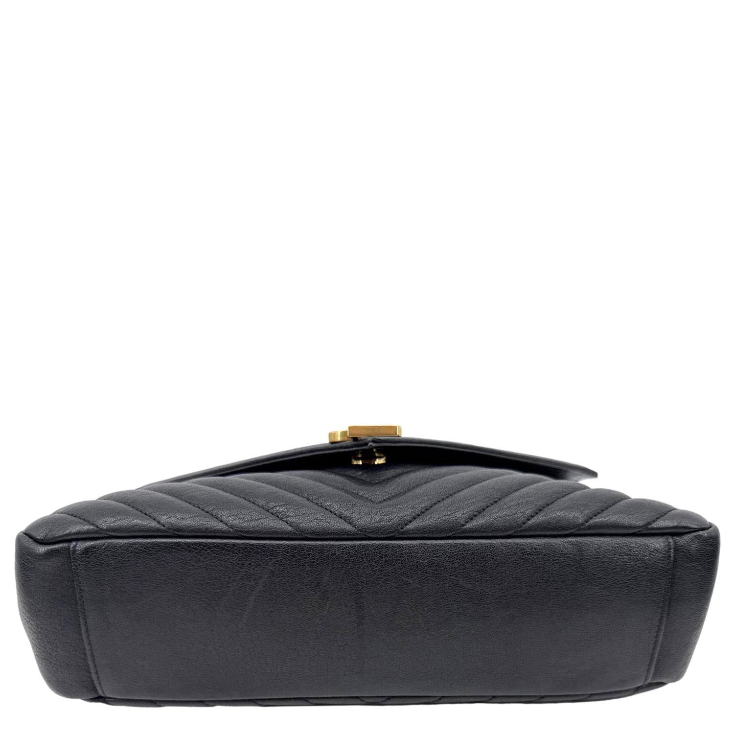 YVES SAINT LAURENT College Large Monogram Chevron Leather Crossbody Bag Black - Image 10