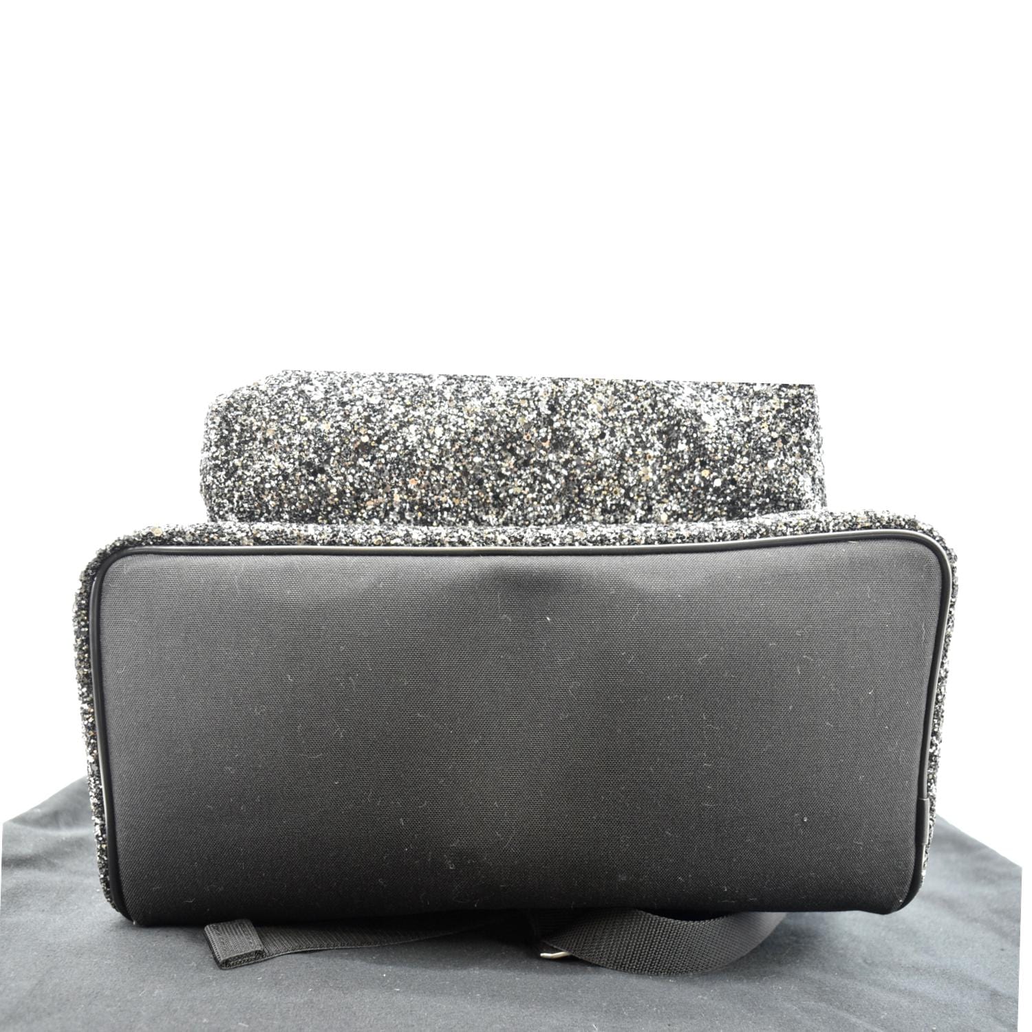 YVES SAINT LAURENT City Glitter Canvas Backpack Bag Black - Image 11