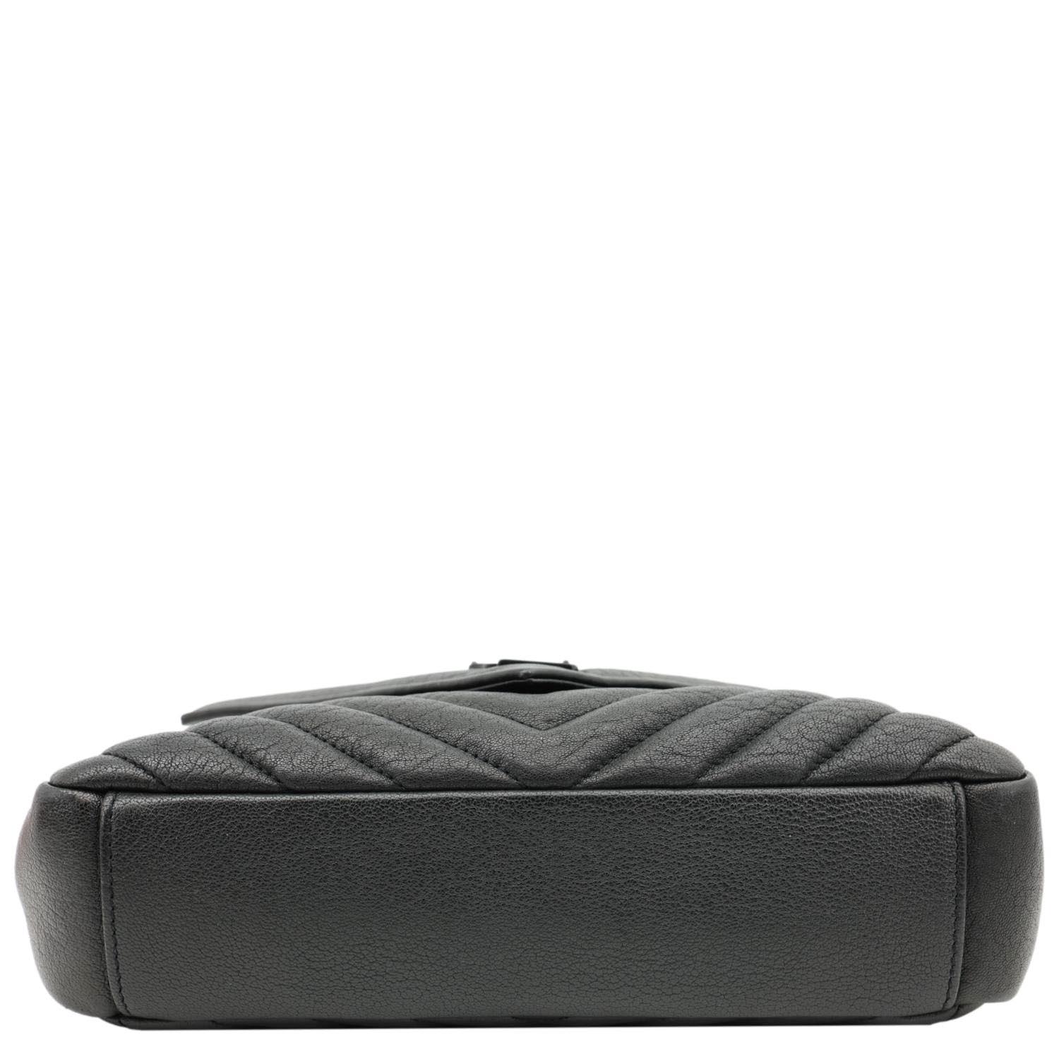 YVES SAINT LAURENT College Flap Medium Classic Chevron Leather Shoulder Bag Black - Image 9