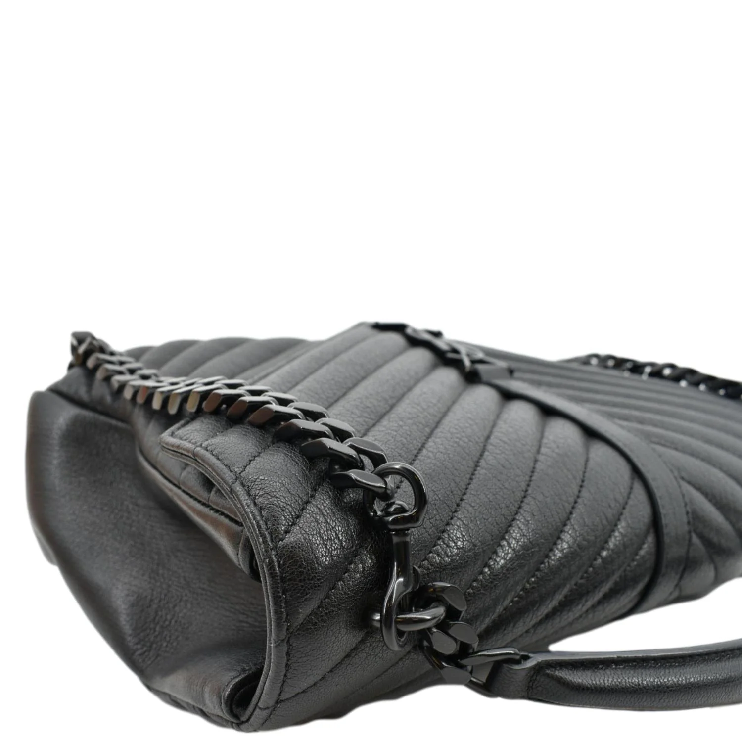 YVES SAINT LAURENT College Large Lambskin Leather Shoulder Chain Bag Black - Image 6
