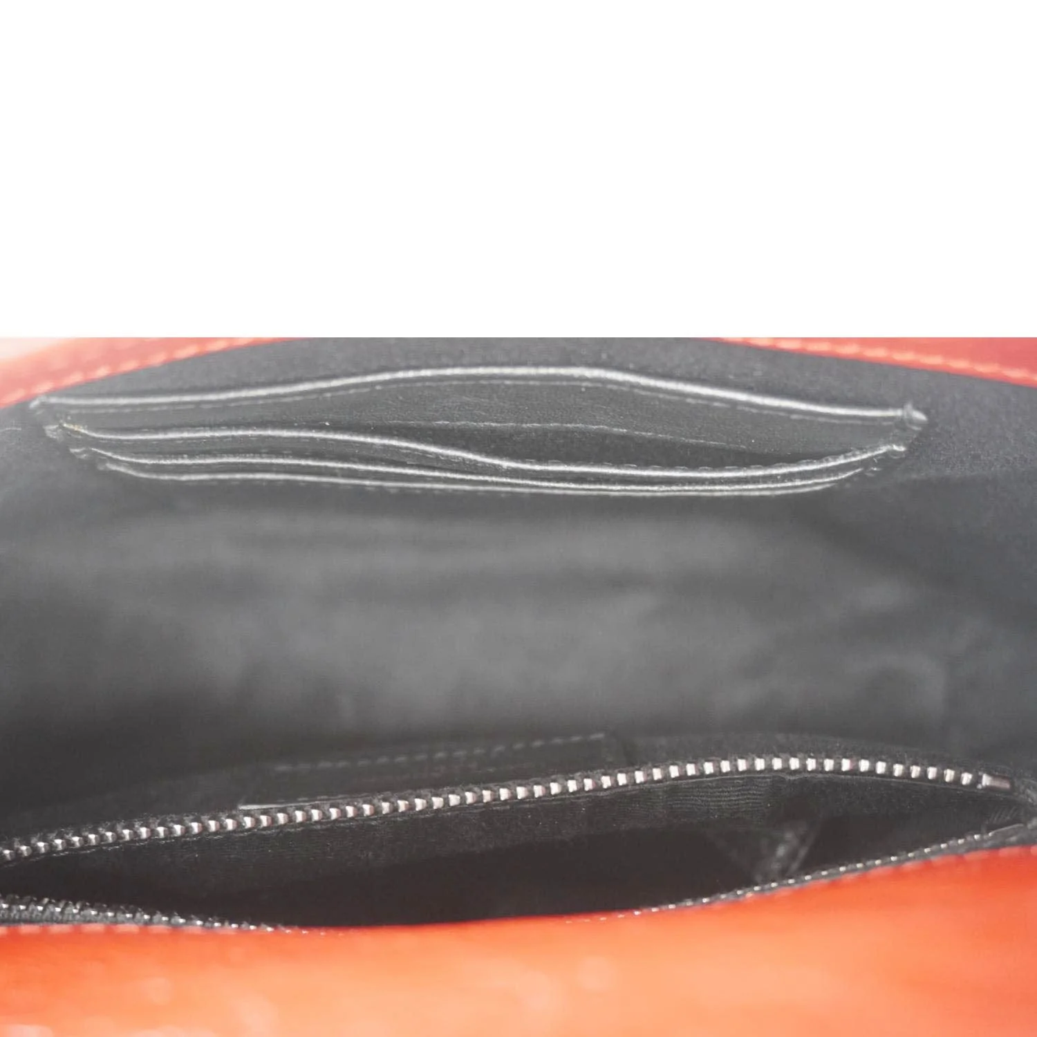YVES SAINT LAURENT Niki Crinkled Leather Chain Wallet Crossbody Bag Red - Image 13