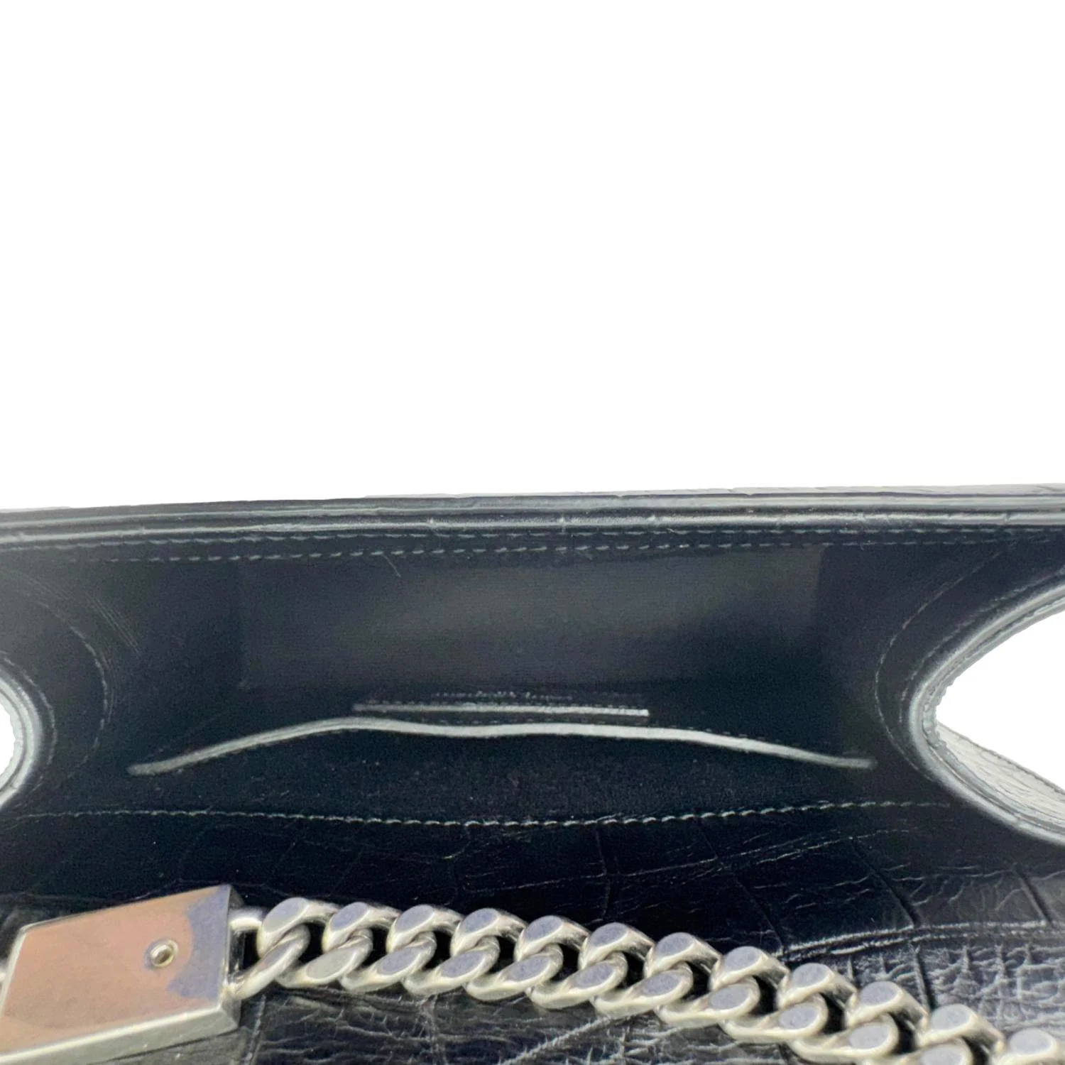 YVES SAINT LAURENT Kate Tassel Crocodile Embossed Leather Crossbody Bag Black - Image 11