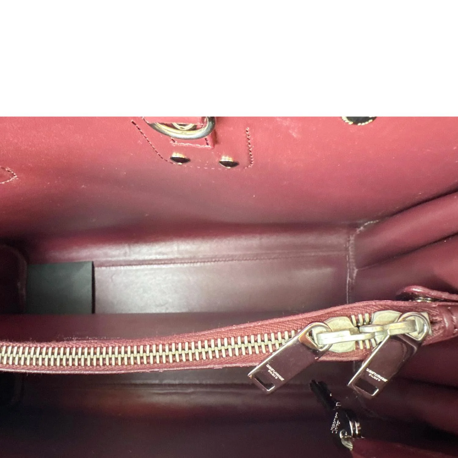 YVES SAINT LAURENT Sac de Jour Crocodile Embossed Leather Satchel Bag Burgundy - Image 12