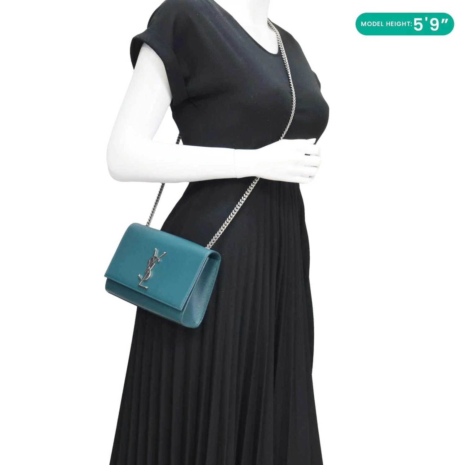 YVES SAINT LAURENT Kate Leather Wallet On Chain Crossbody Bag Emerald - Image 2