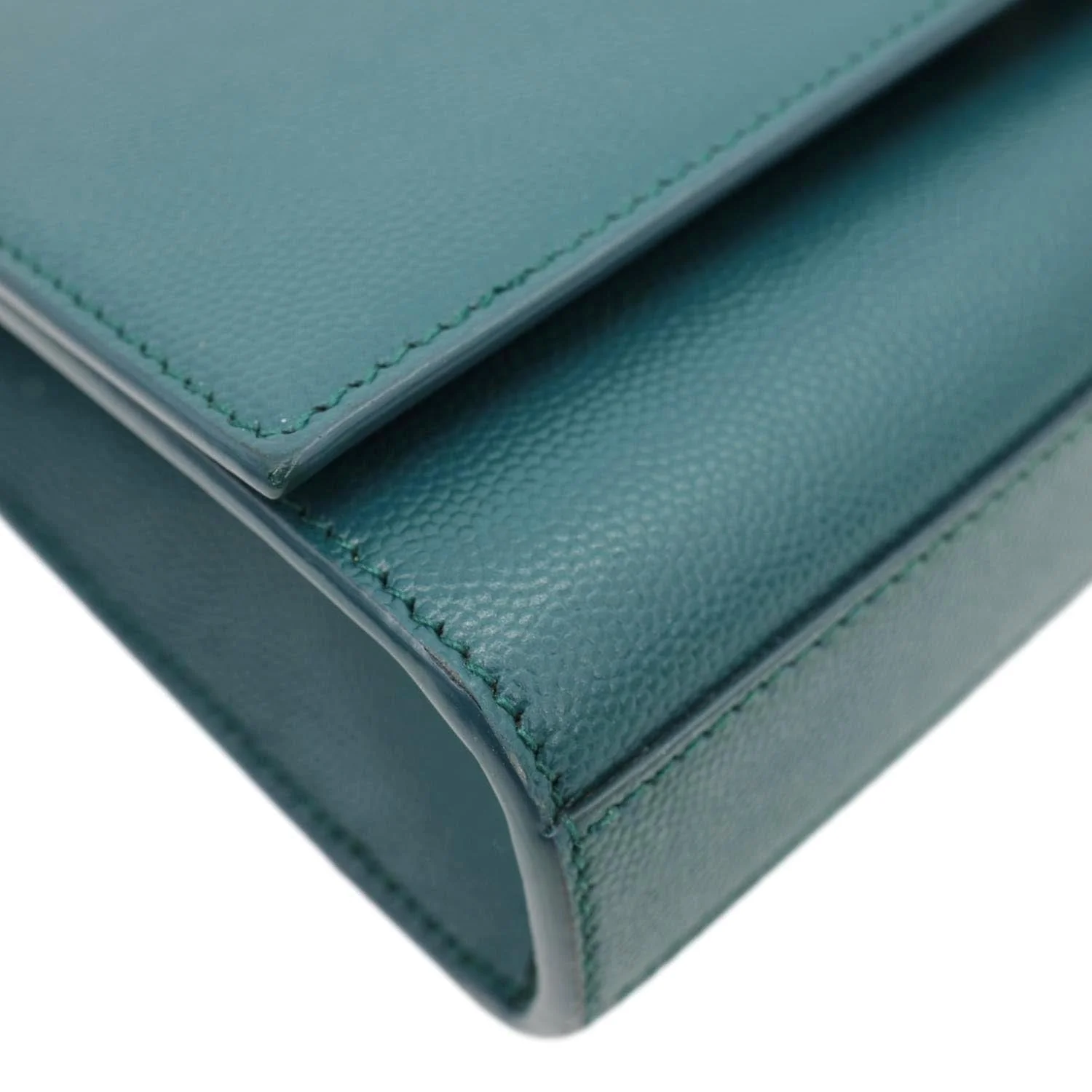 YVES SAINT LAURENT Kate Leather Wallet On Chain Crossbody Bag Emerald - Image 9