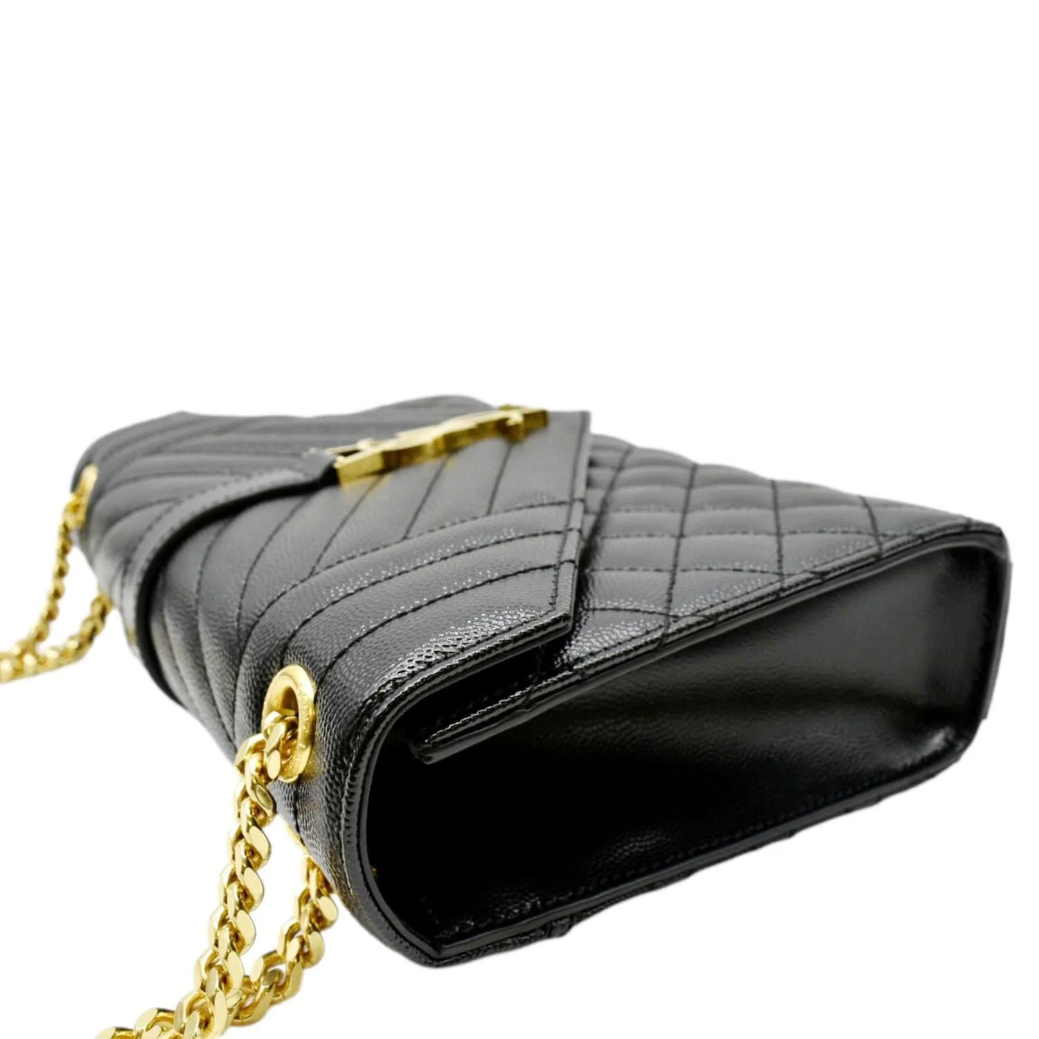 YVES SAINT LAURENT Medium Envelope Leather Chain Shoulder Bag Black - Image 5