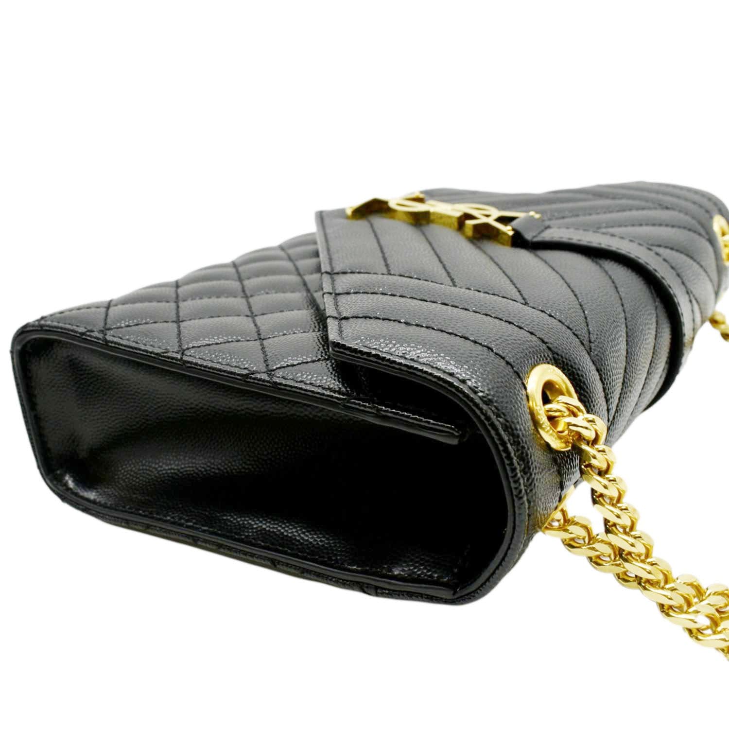 YVES SAINT LAURENT Medium Envelope Leather Chain Shoulder Bag Black - Image 9