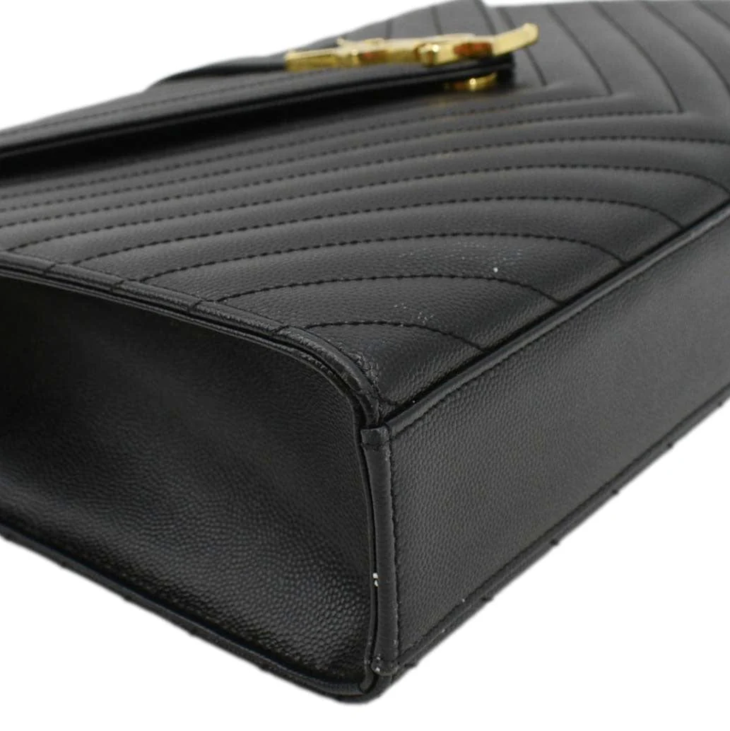 YVES SAINT LAURENT Large Envelope Leather Chain Shoulder Bag Black - Image 5