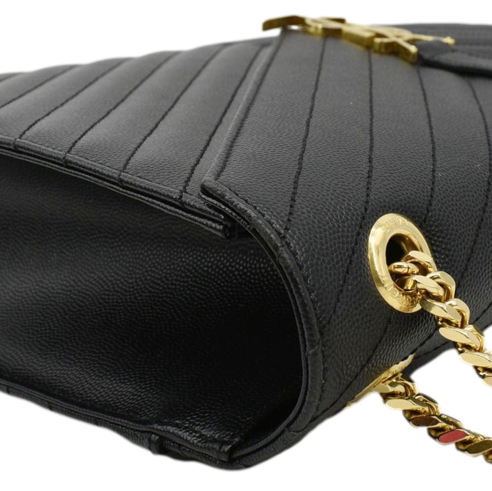 YVES SAINT LAURENT Large Envelope Leather Chain Shoulder Bag Black - Image 6