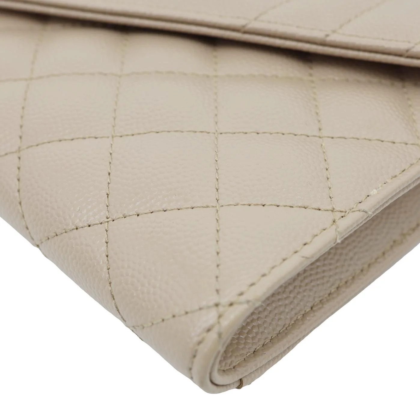 YVES SAINT LAURENT Monogram Envelope Grain De Poudre Leather Clutch Beige - Image 10