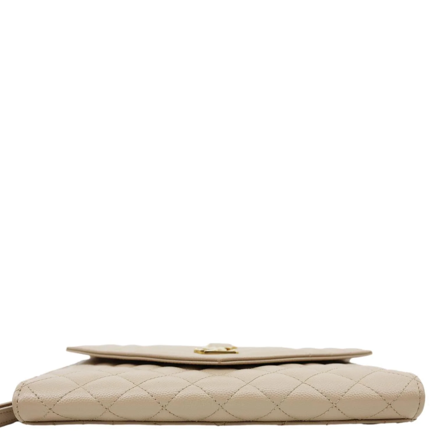 YVES SAINT LAURENT Monogram Envelope Grain De Poudre Leather Clutch Beige - Image 11