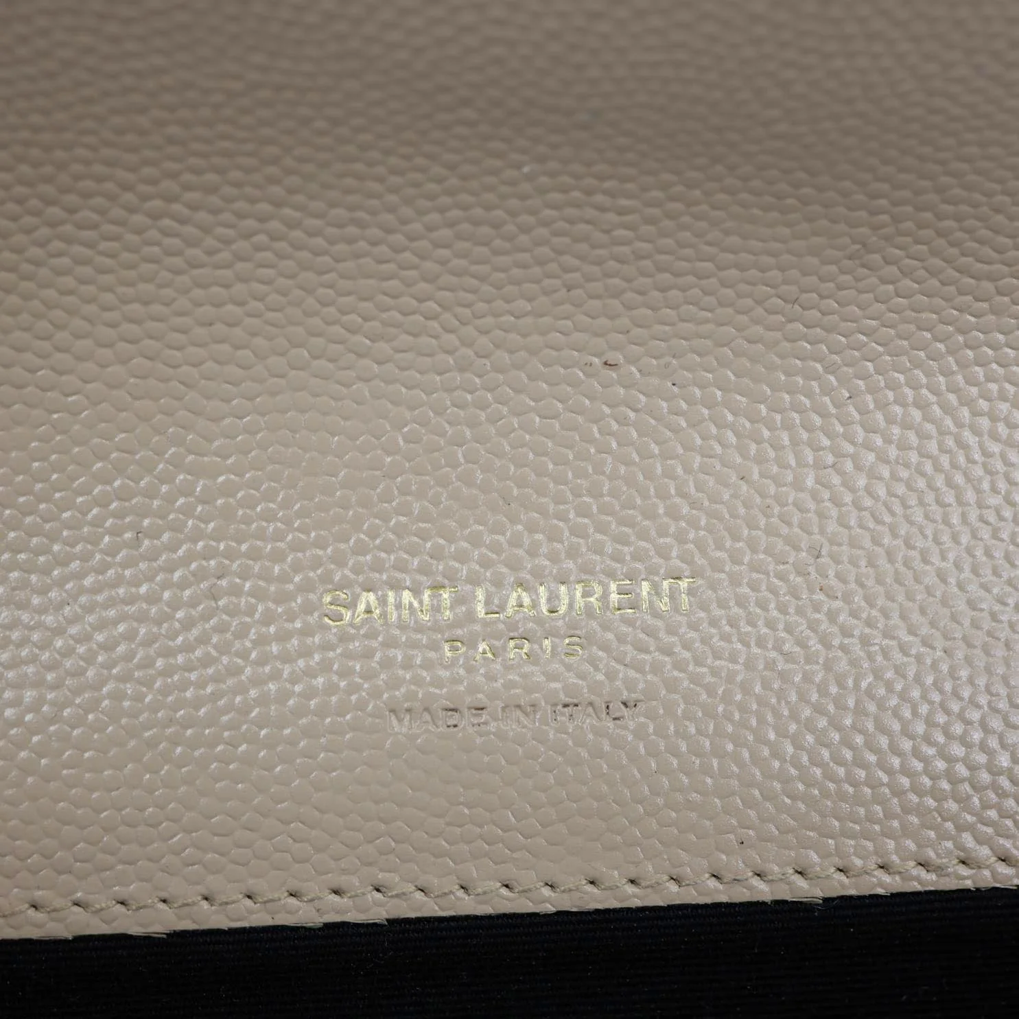 YVES SAINT LAURENT Monogram Envelope Grain De Poudre Leather Clutch Beige - Image 13