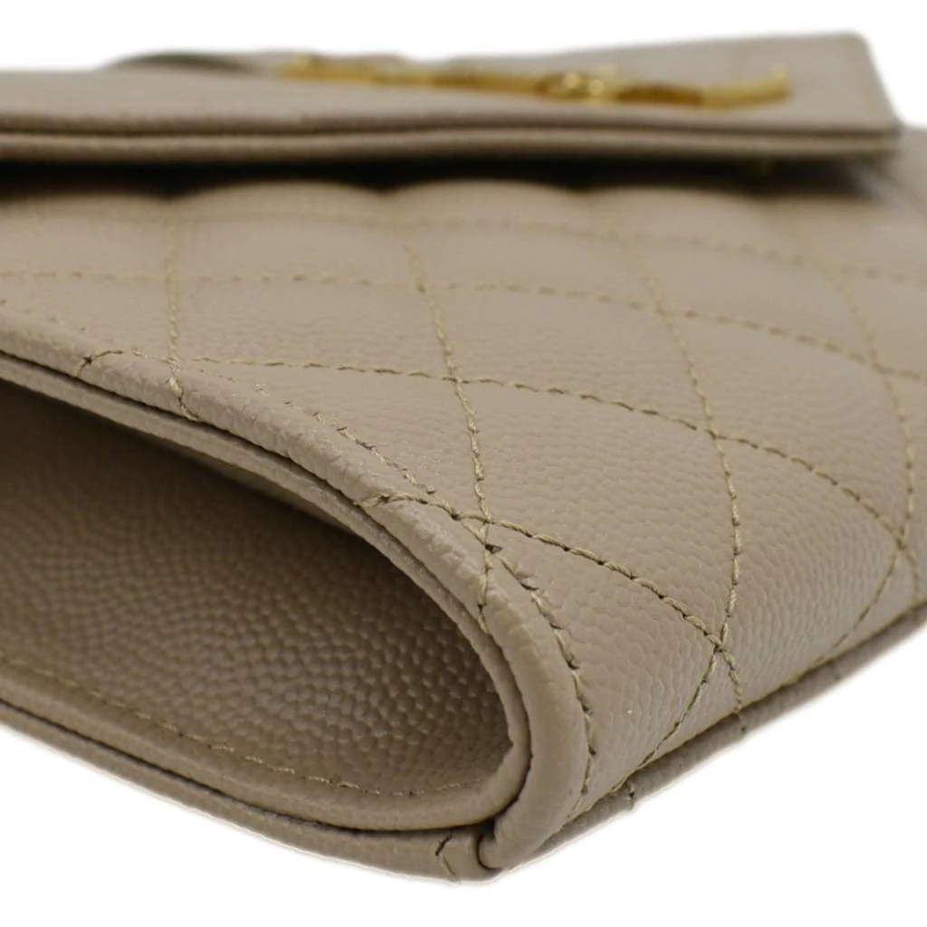 YVES SAINT LAURENT Envelope Flap Matelasse Leather Shoulder Bag Beige - Image 9