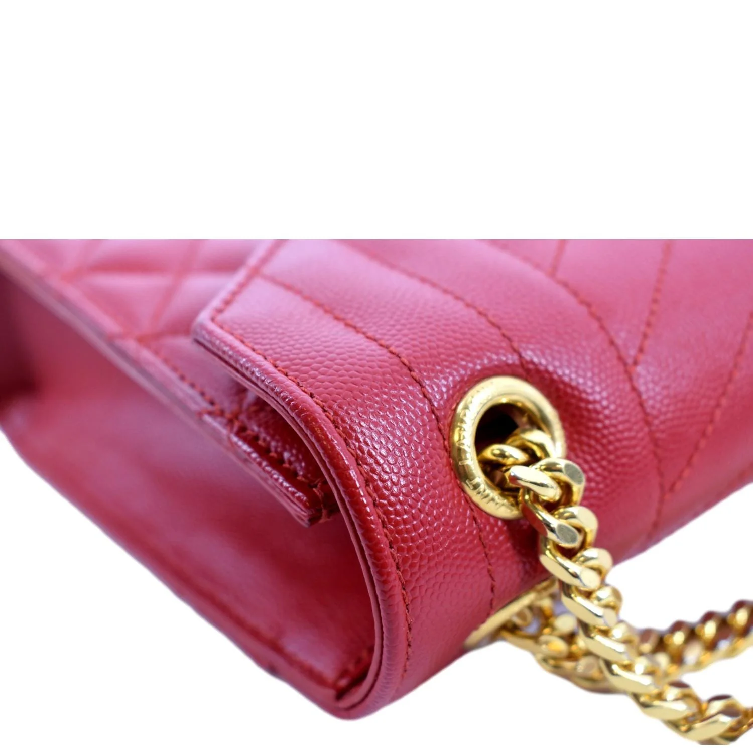 YVES SAINT LAURENT Envelope Flap Matelasse Leather Shoulder Bag Red - Image 5