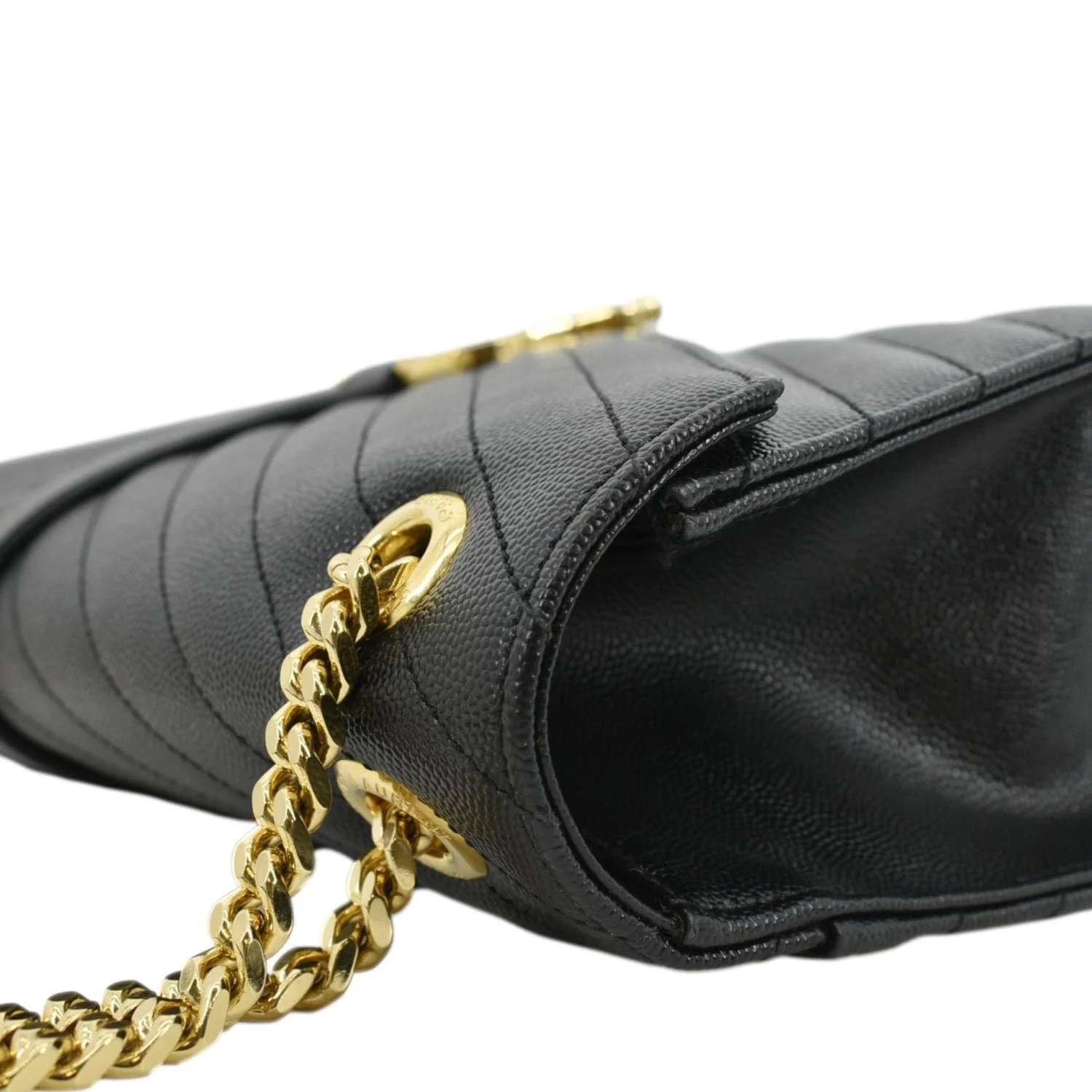 YVES SAINT LAURENT Large Envelope Flap Matelasse Leather Shoulder Bag Black - Image 5