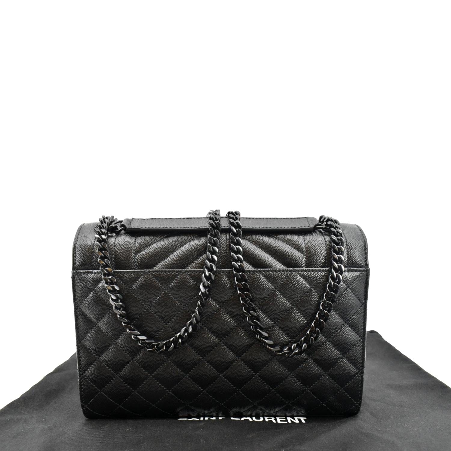 YVES SAINT LAURENT Medium Envelope Leather Chain Shoulder Bag Black - Image 3